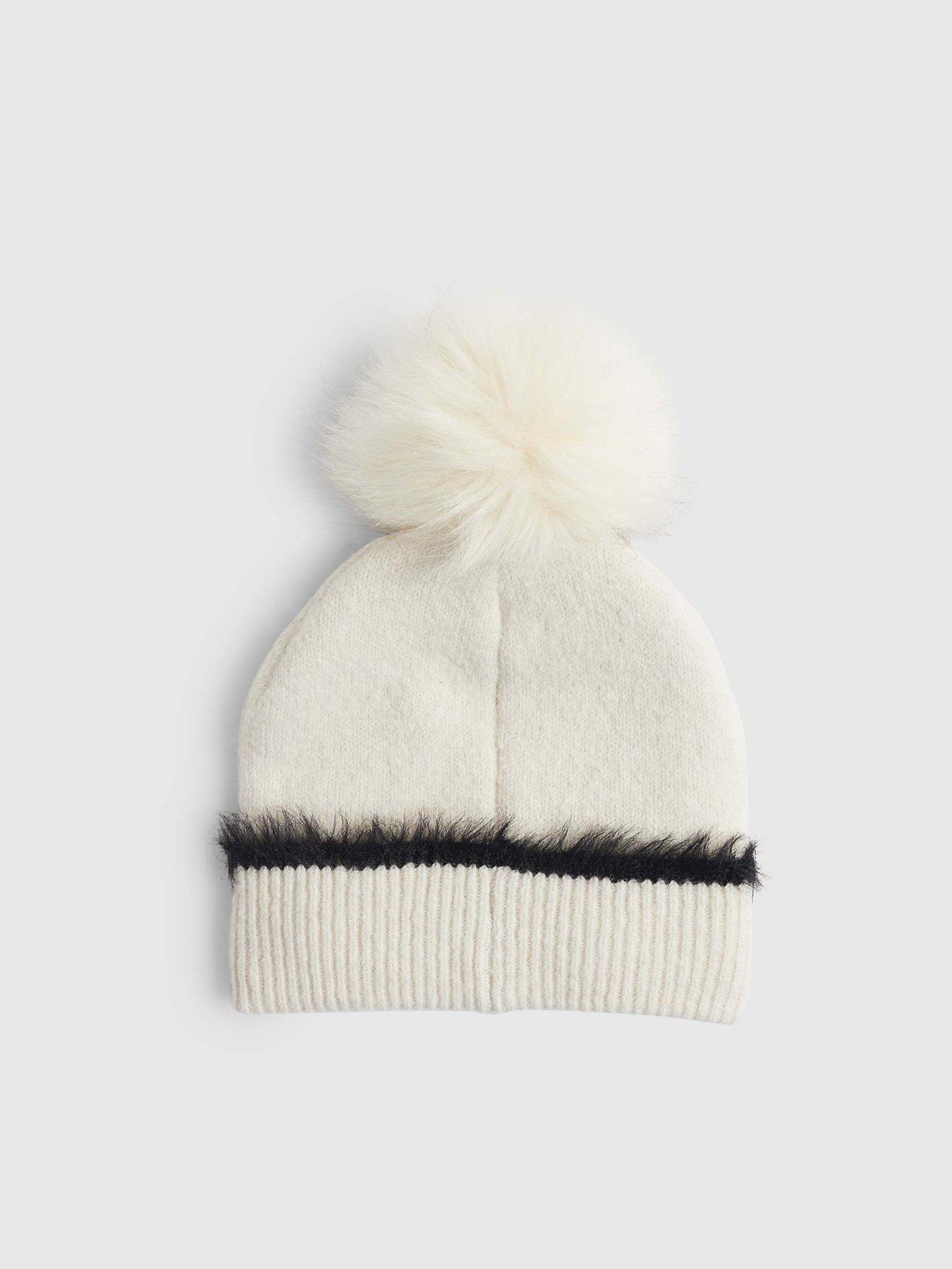  image of river-island-older-girls-bow-beanie-hat-cream