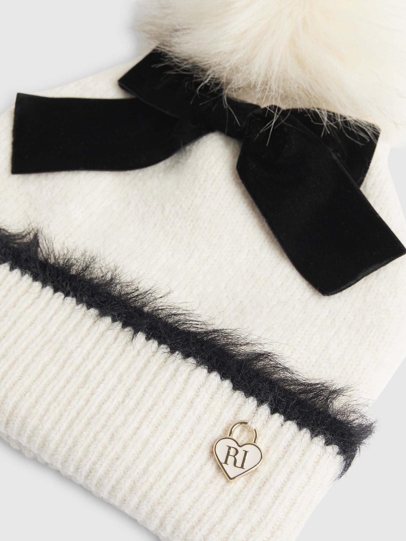 image of river-island-older-girls-bow-beanie-hat-cream