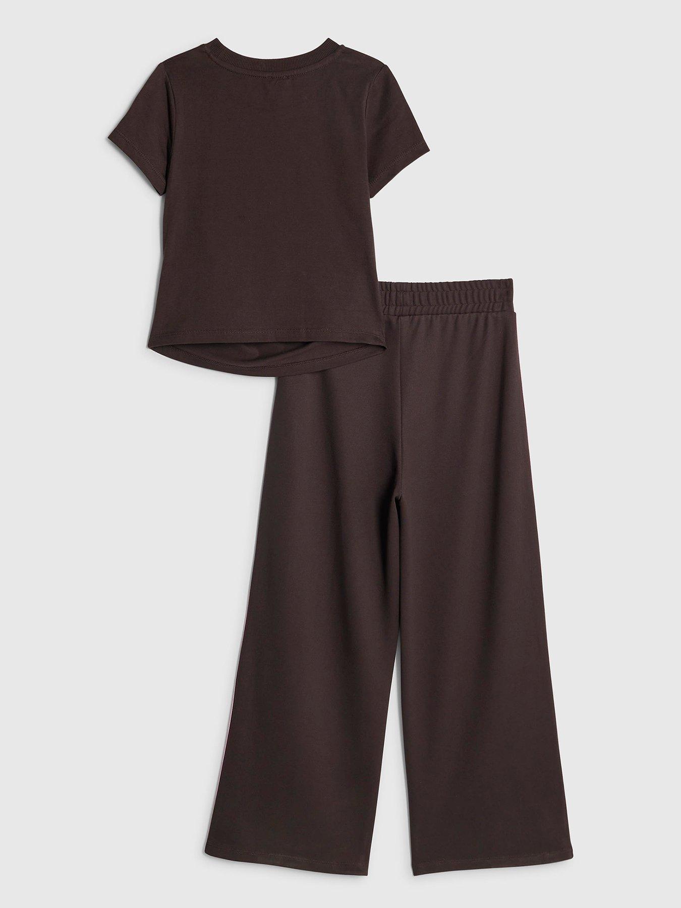  image of river-island-older-girls-fierce-smile-tracksuit-set-brown