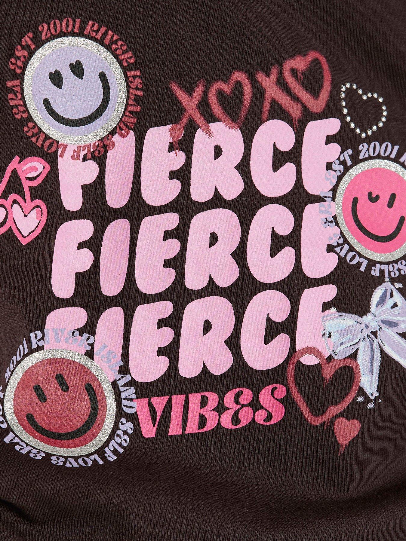  image of river-island-older-girls-fierce-smile-tracksuit-set-brown