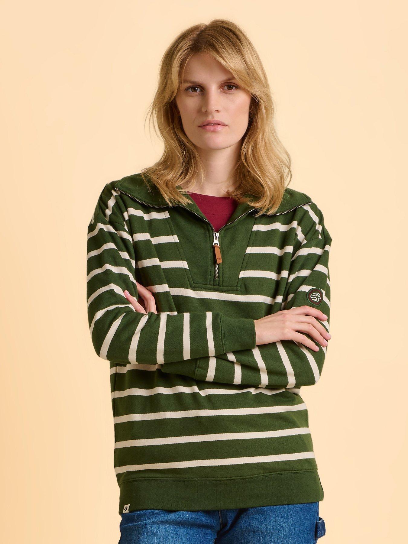 undefined Charmouth Quarter Zip Sweatshirt  - Green