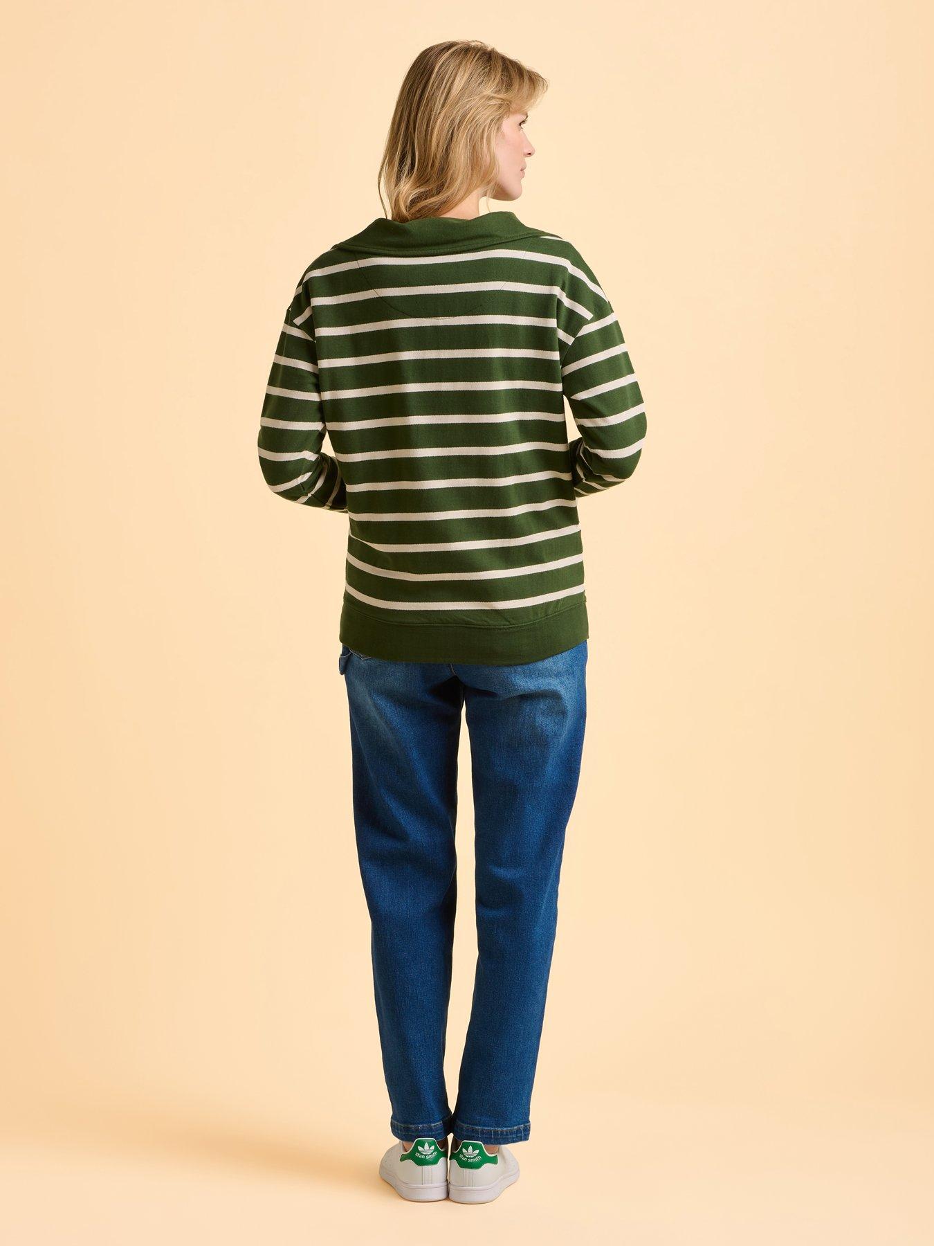 Image 2 of 5 of Brakeburn Charmouth Quarter Zip Sweatshirt  - Green