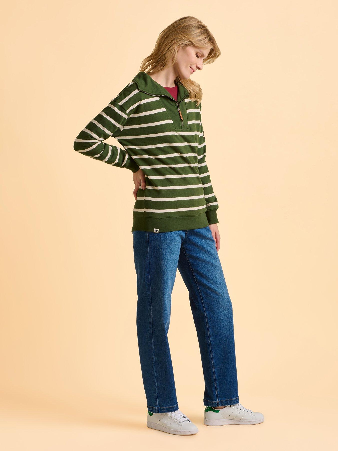 Image 3 of 5 of Brakeburn Charmouth Quarter Zip Sweatshirt  - Green