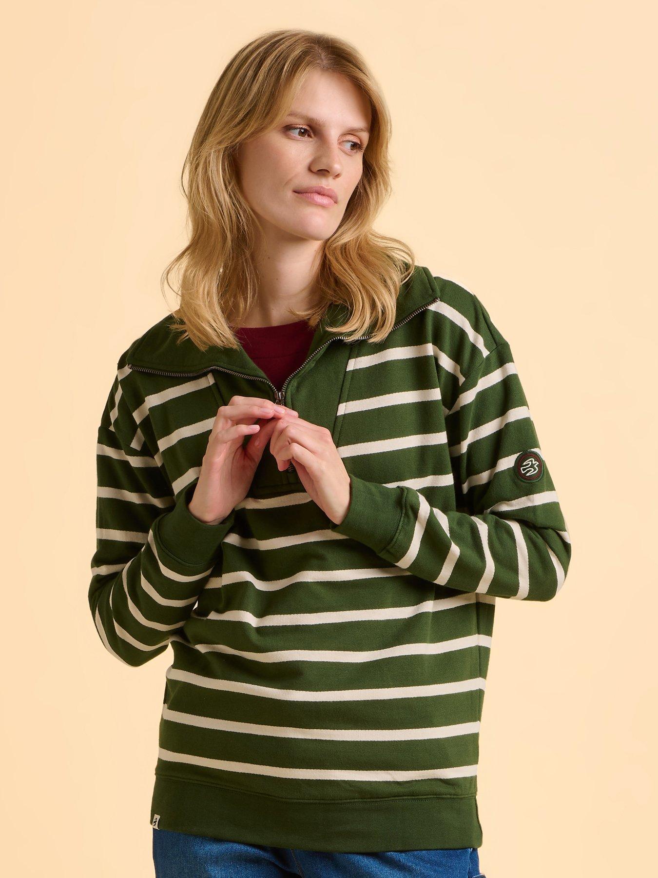 Image 5 of 5 of Brakeburn Charmouth Quarter Zip Sweatshirt  - Green