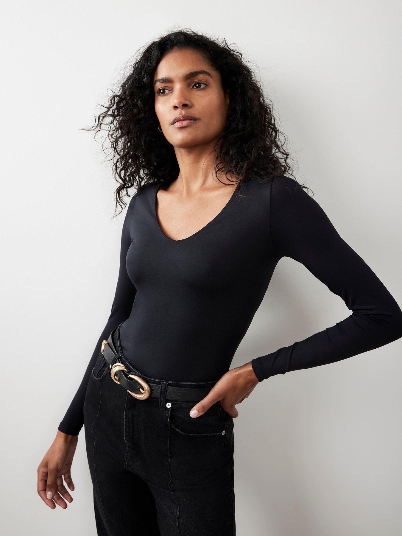 undefined V Neck Layering Top - Black