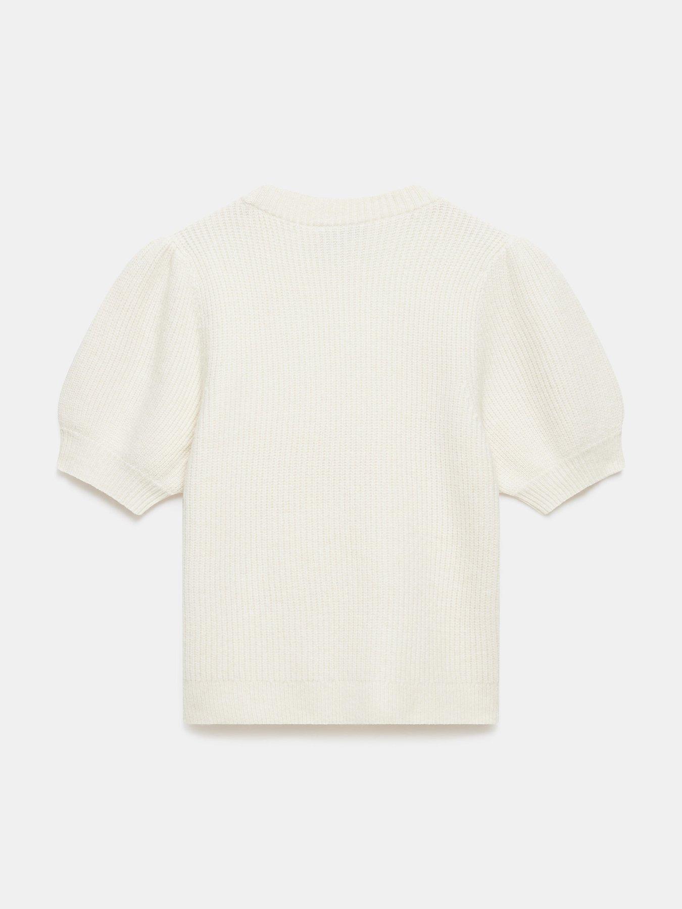 Image 6 of 6 of Mint Velvet Cream Flower Knit Tee - White