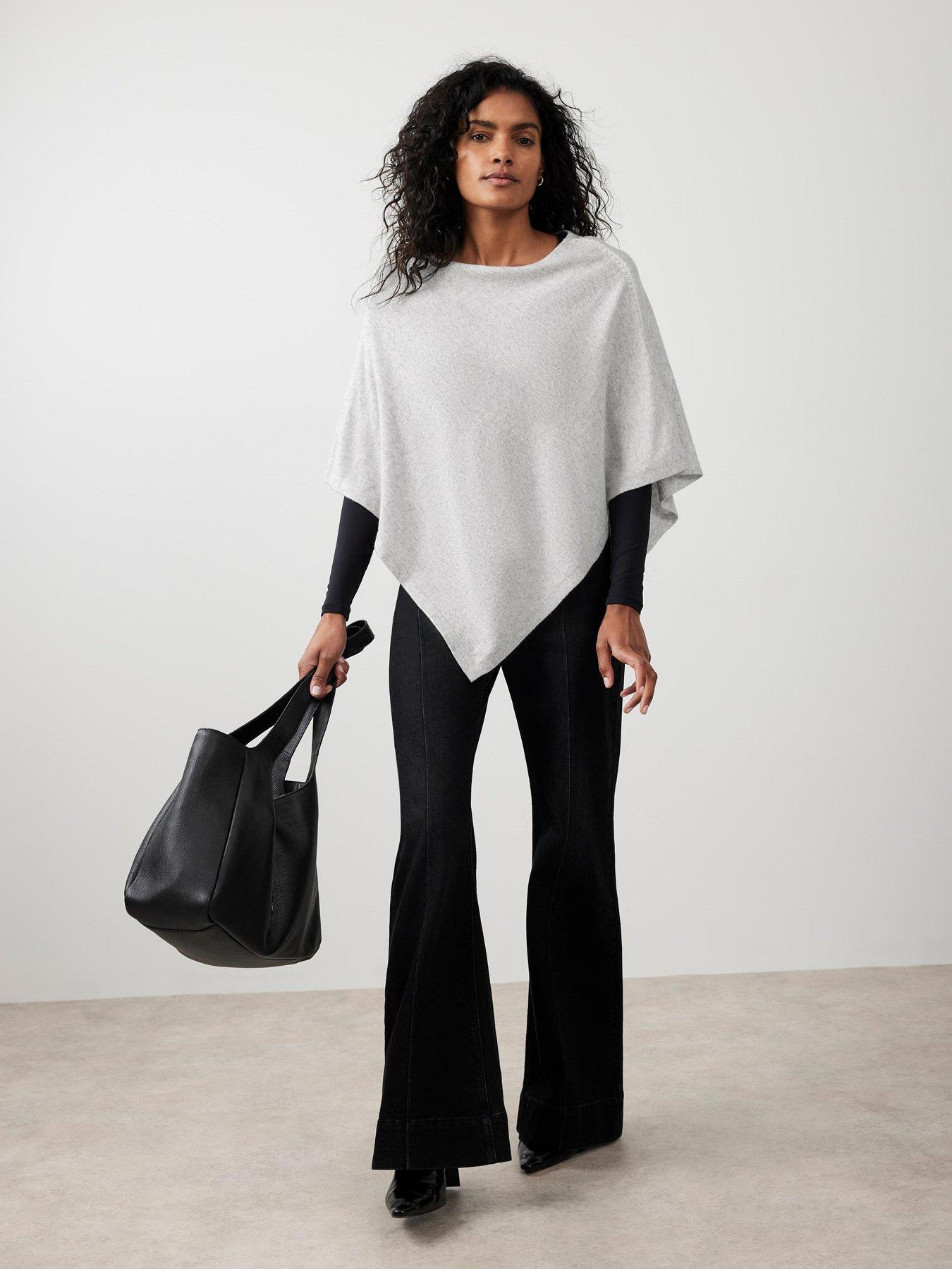 Image 2 of 6 of Mint Velvet Whipstitch Poncho - Grey