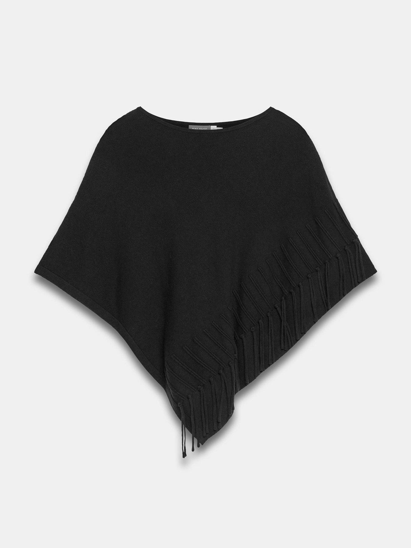 Image 5 of 6 of Mint Velvet Fringe Poncho - Black