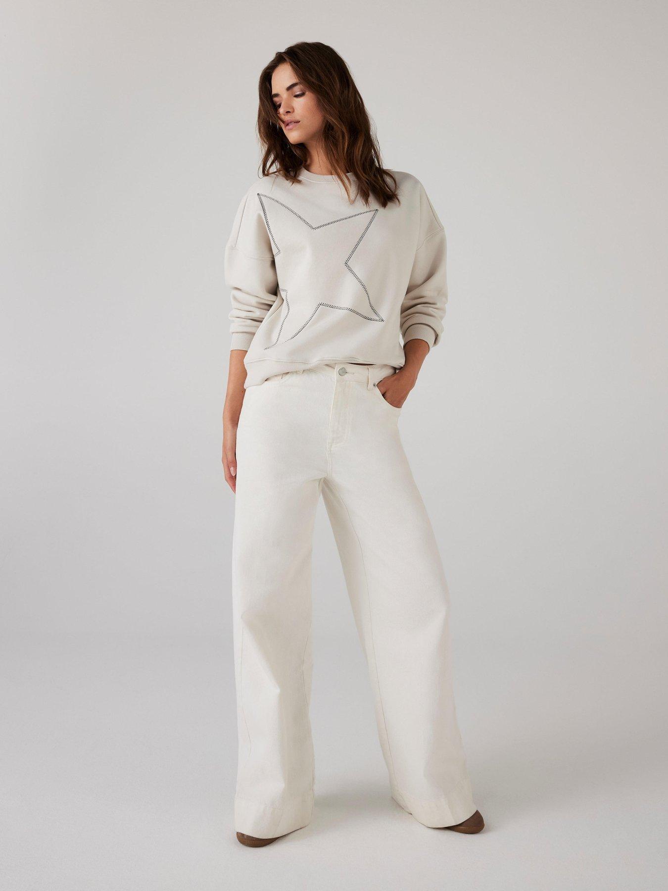 Image 3 of 6 of Mint Velvet Cream Star Sweatshirt - White