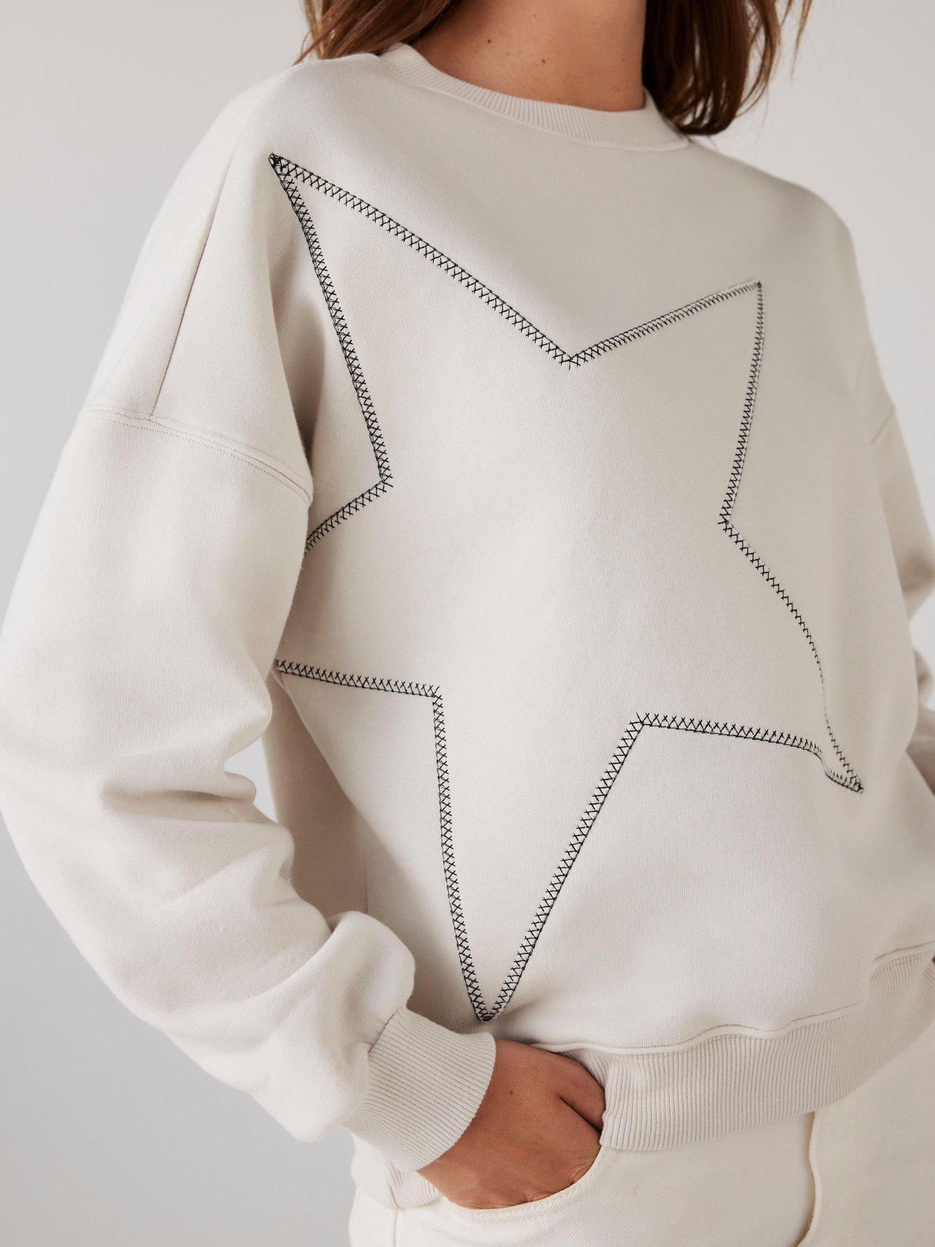 Image 4 of 6 of Mint Velvet Cream Star Sweatshirt - White