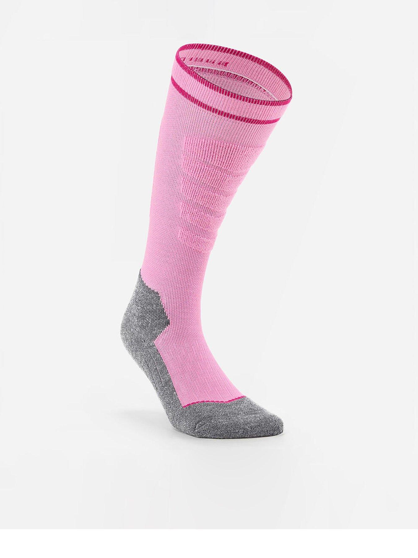 front image of decathlon-kids-500-ski-socks-pink