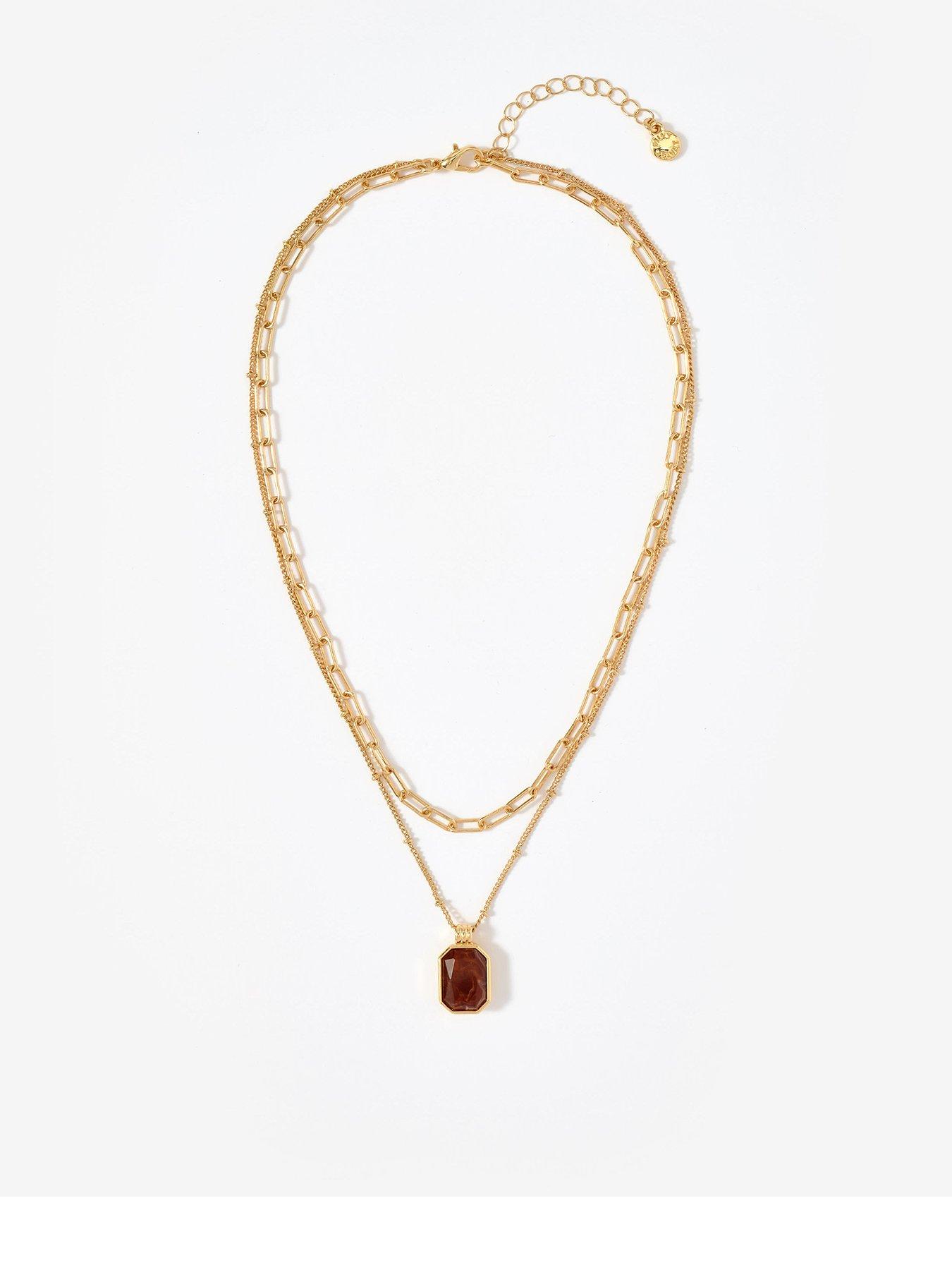 undefined Double Layer Stone Necklace - Gold