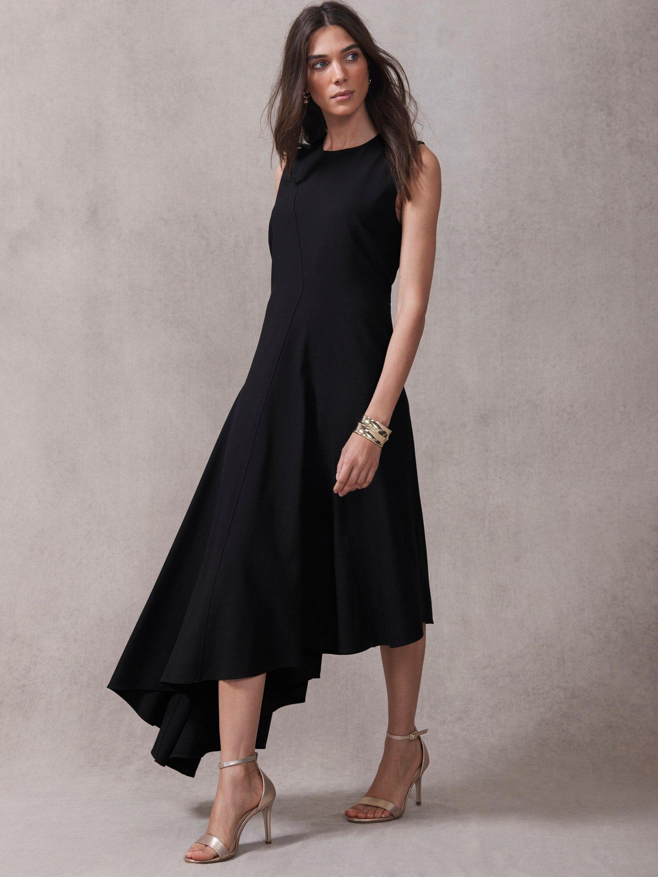 Image 2 of 6 of Mint Velvet Asymmetric Hem Dress - Black