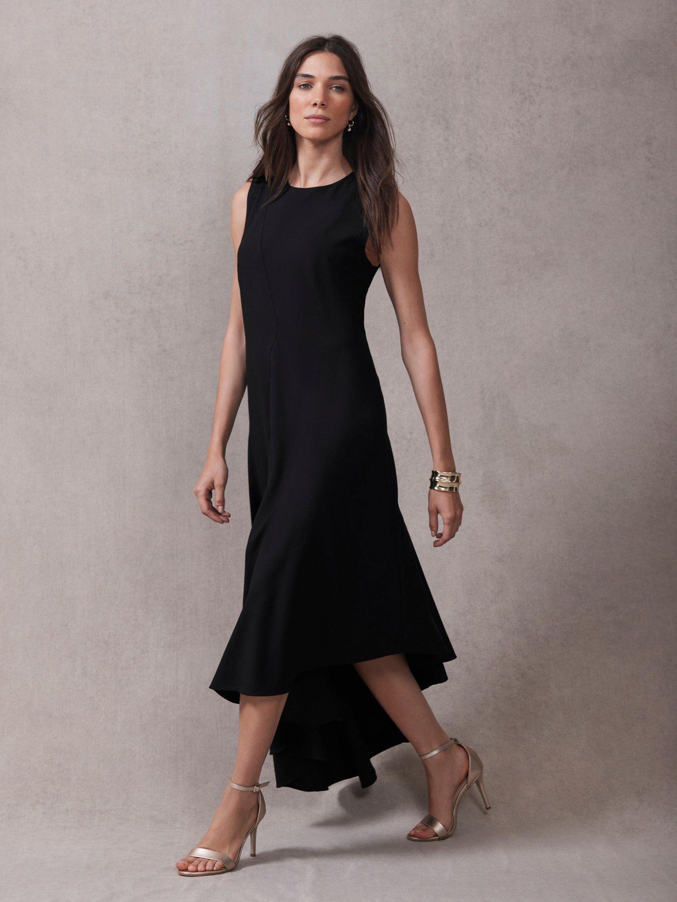Image 4 of 6 of Mint Velvet Asymmetric Hem Dress - Black
