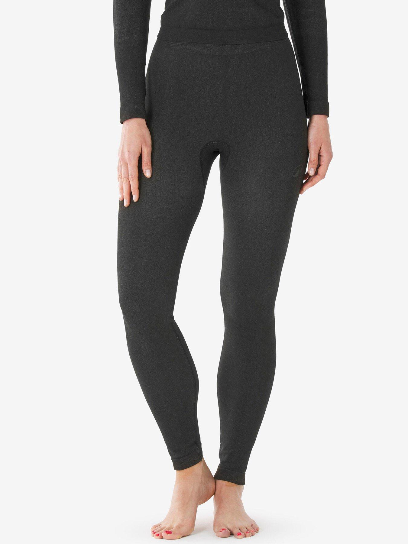 Decathlon Womens Seamless Ski Thermal Baselayer Leggings - Black
