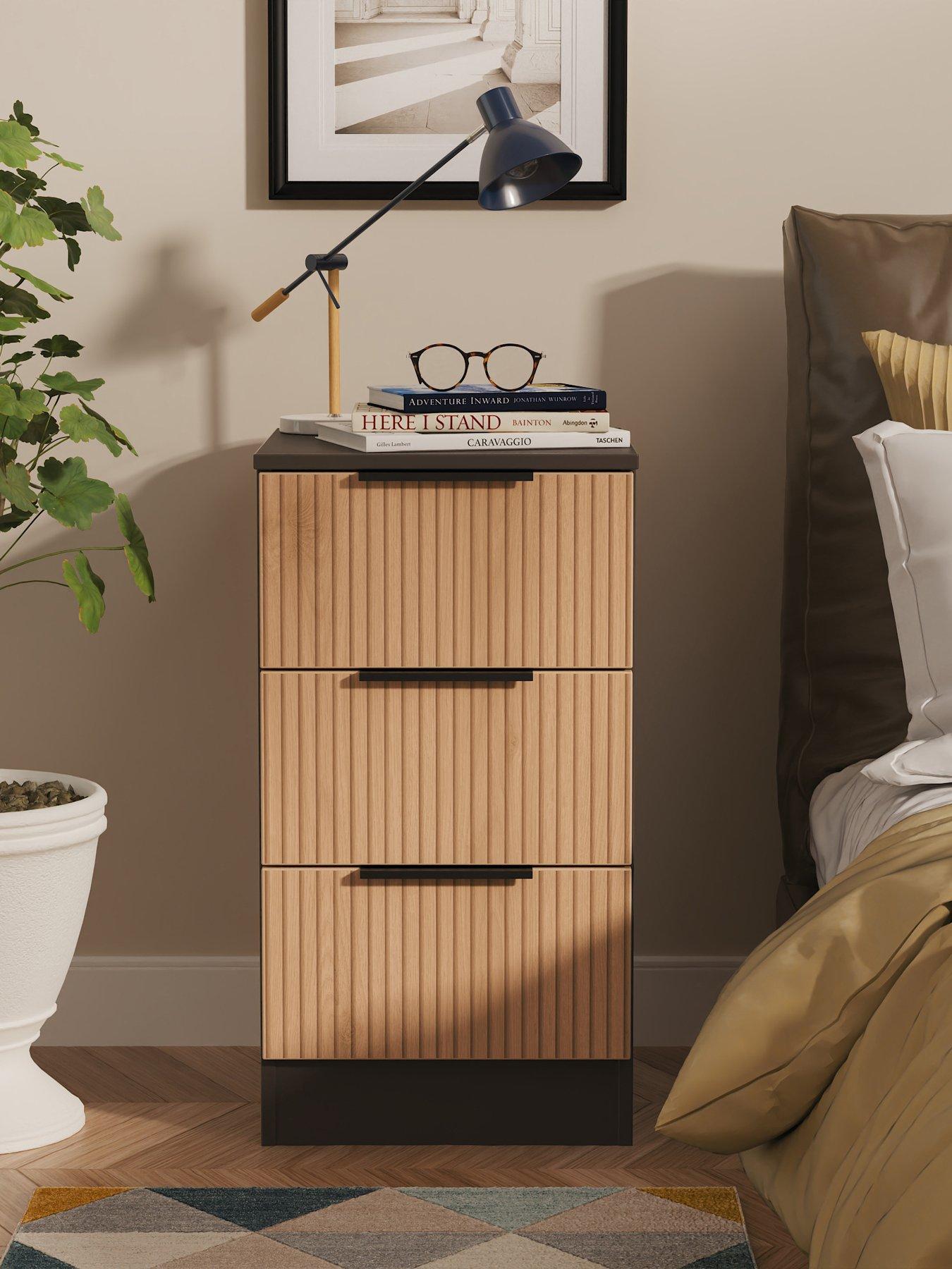 undefined Lane Ready Assembled 3 Drawer Bedside Table