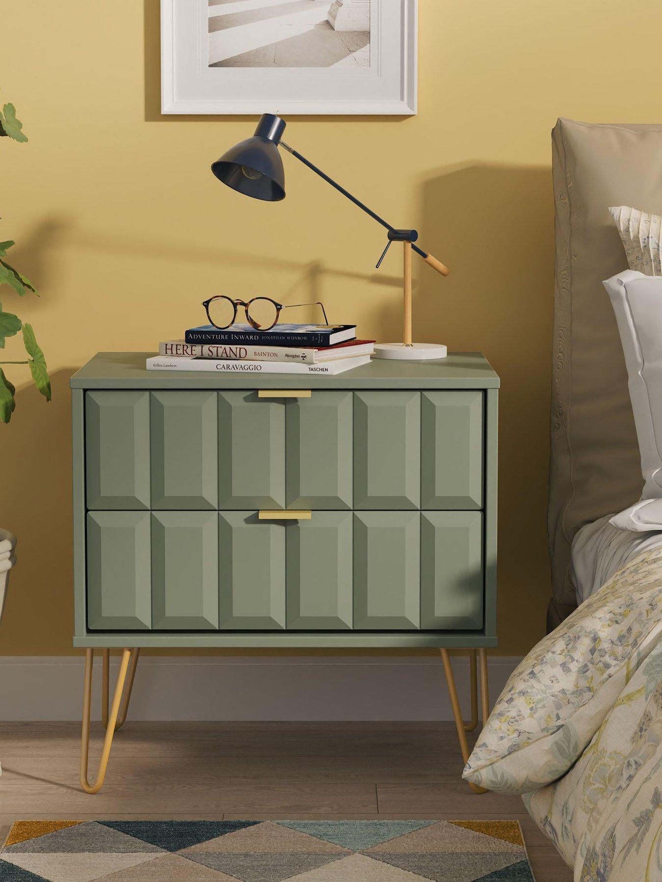 SWIFT Cube Ready Assembled 2 Drawer Side Table