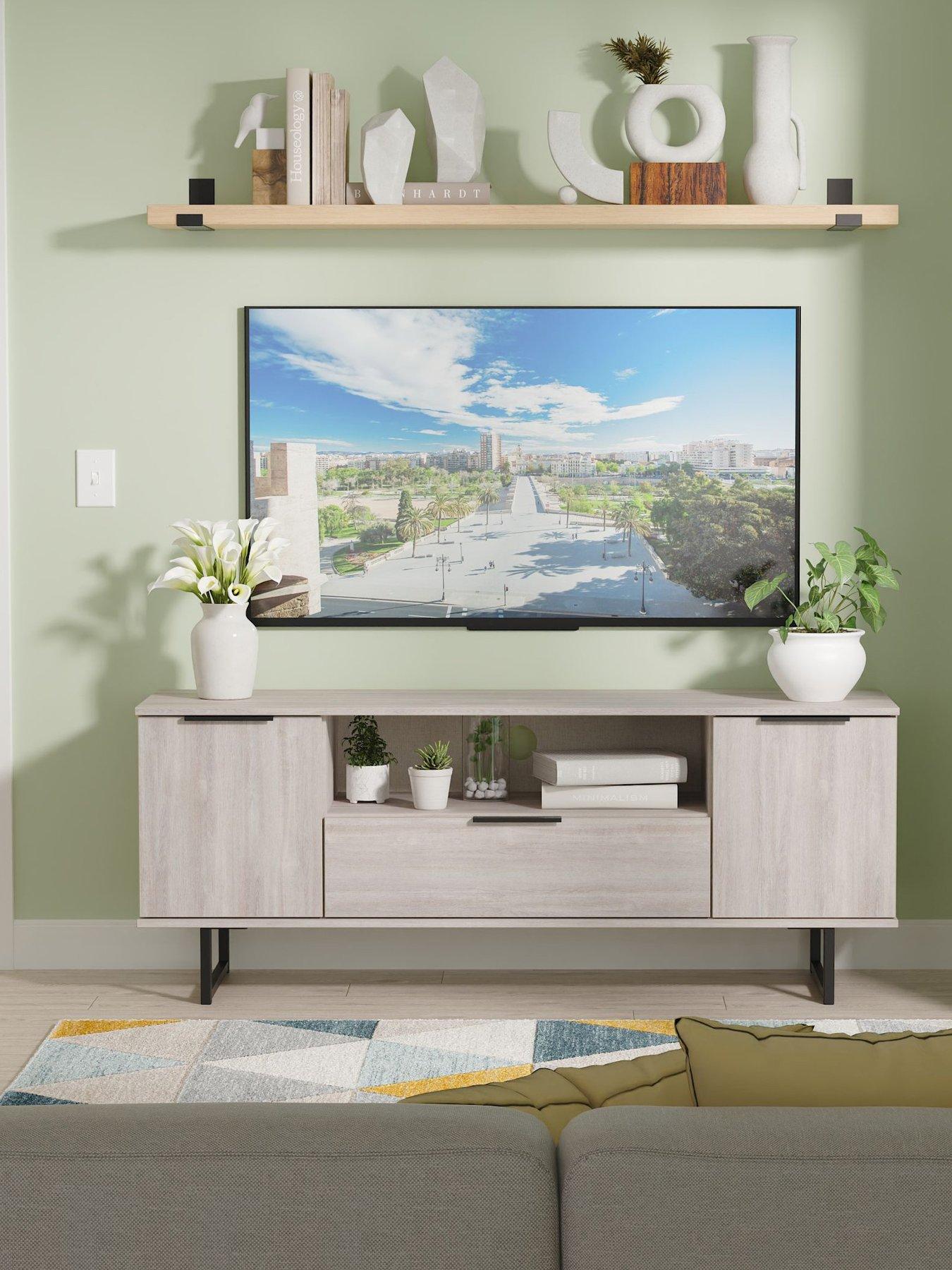 undefined Emerson Ready Assembled 2 Door 1 Drawer Wide Tv Unit