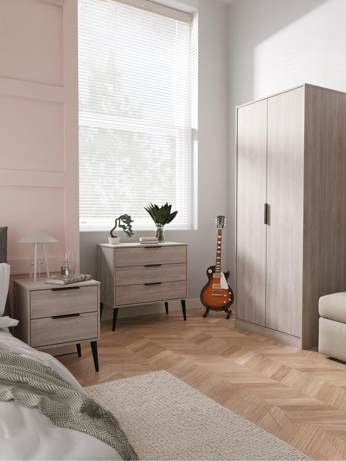 Image 1 of 7 of SWIFT Upton Ready Assembled&nbsp;Bedroom Package - 2 Door Wardrobe, 3 Drawer Chest &amp; Bedside Cabinet