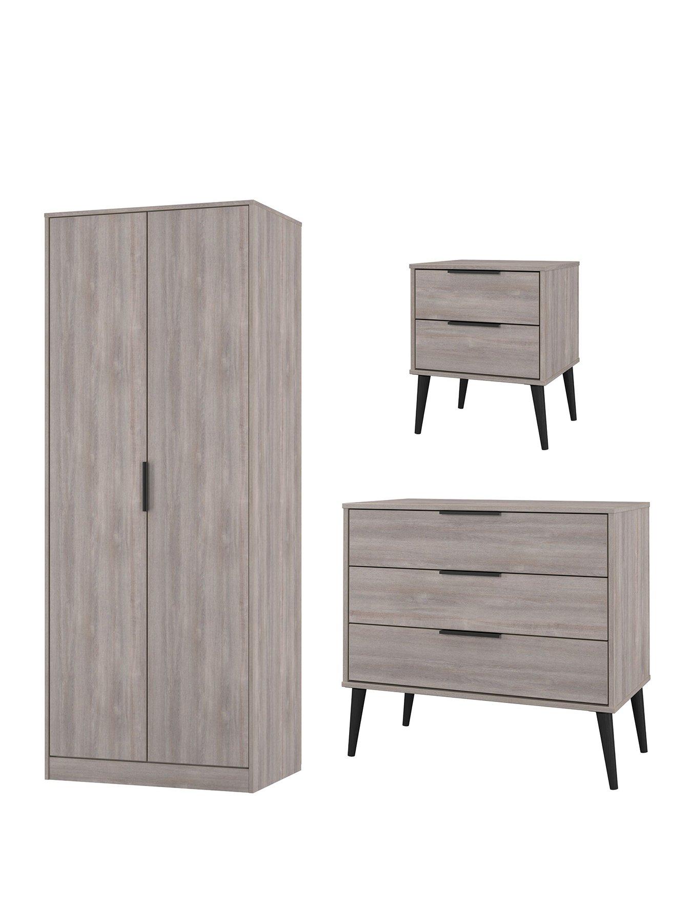 Image 2 of 7 of SWIFT Upton Ready Assembled&nbsp;Bedroom Package - 2 Door Wardrobe, 3 Drawer Chest &amp; Bedside Cabinet