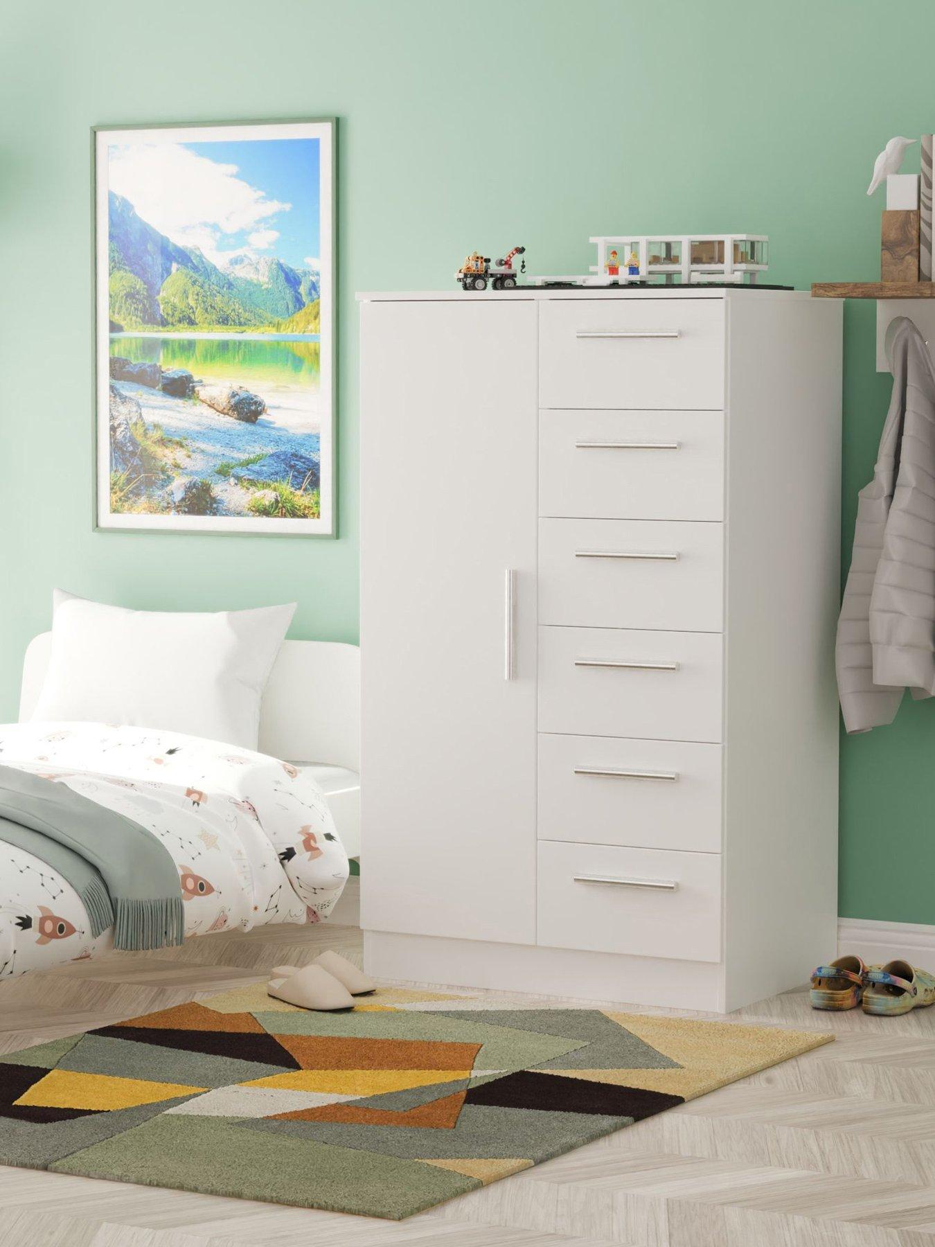 undefined Morgan Ready Assembled Kids 1 Door 5 Drawer Wardrobe