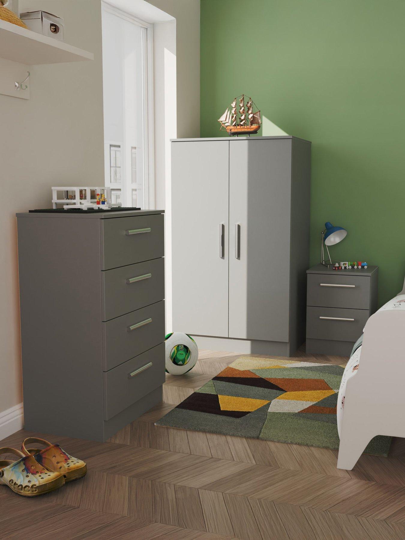 Image 1 of 7 of SWIFT Morgan Ready Assembled&nbsp;Kids Bedroom Package - Wardrobe, Bedside Table &amp; 4 Drawer Chest