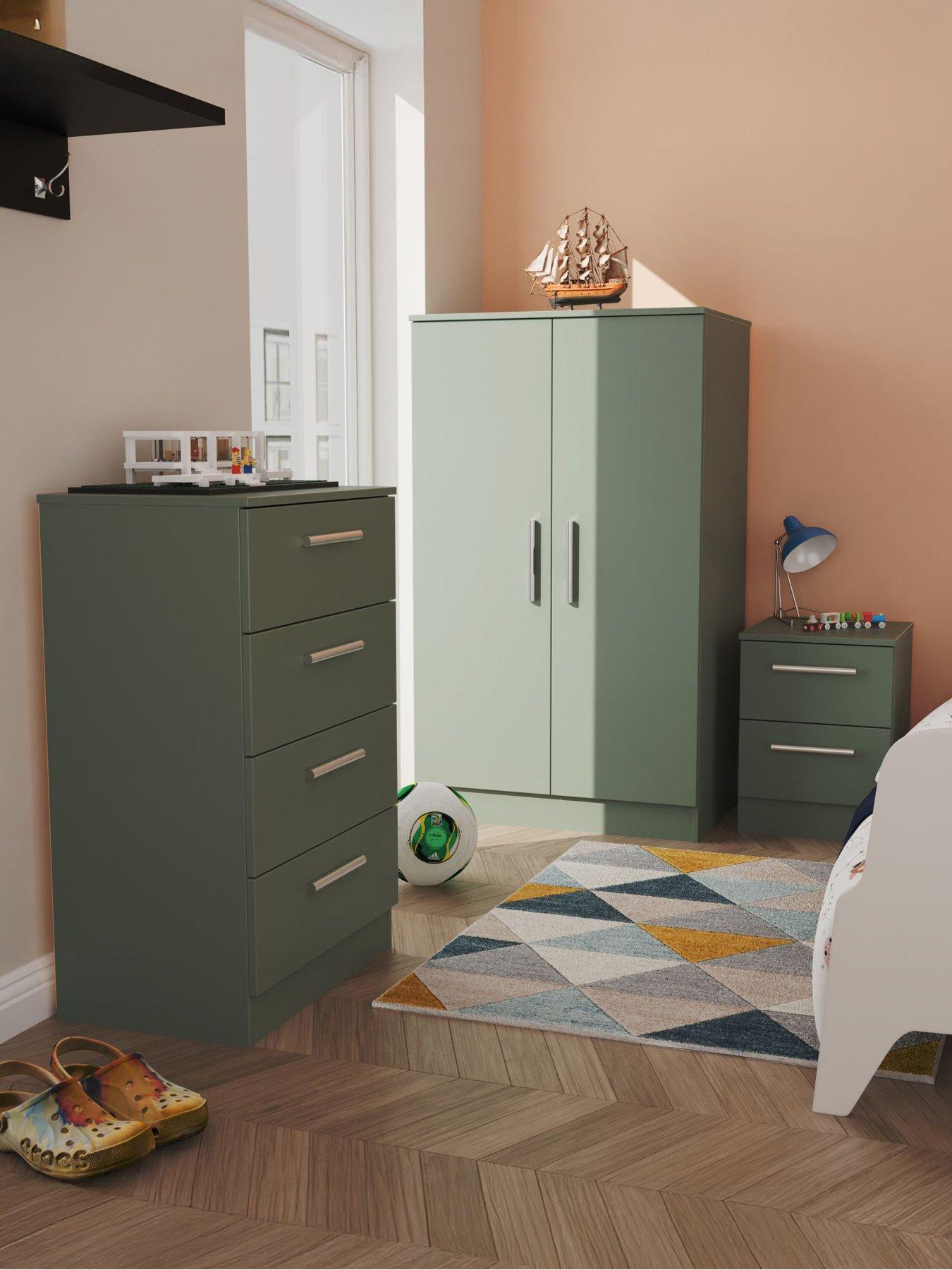 undefined Morgan Ready Assembled Kids Bedroom Package - Wardrobe, Bedside Table  &  4 Drawer Chest
