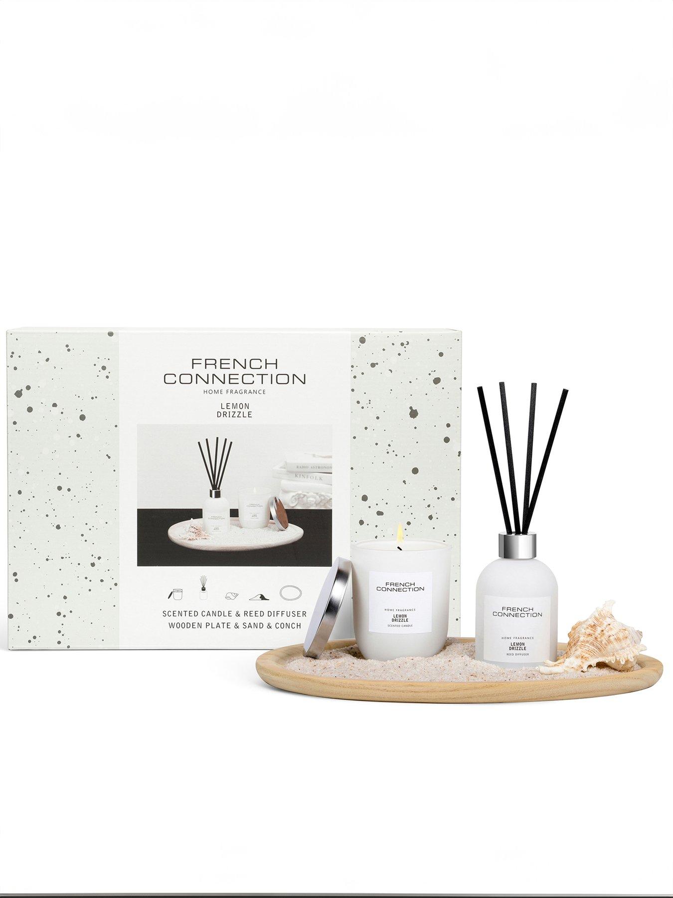 undefined Lemon Drizzle Set - Contains Candle/diffuser/wooden Plate/sand And Conch