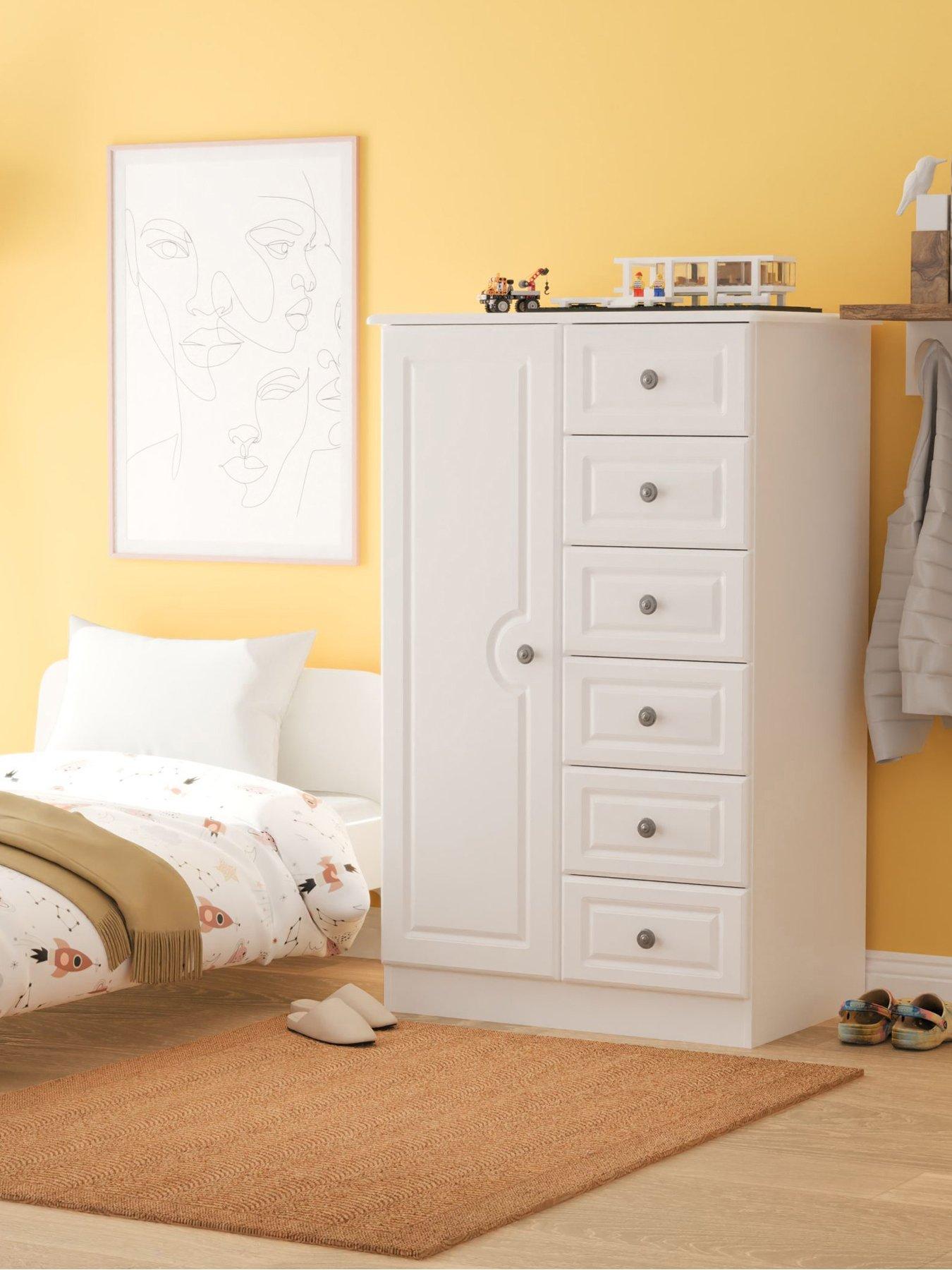 SWIFT Teddy Kids 1 Door 5 Drawer Ready Assembled Wardrobe