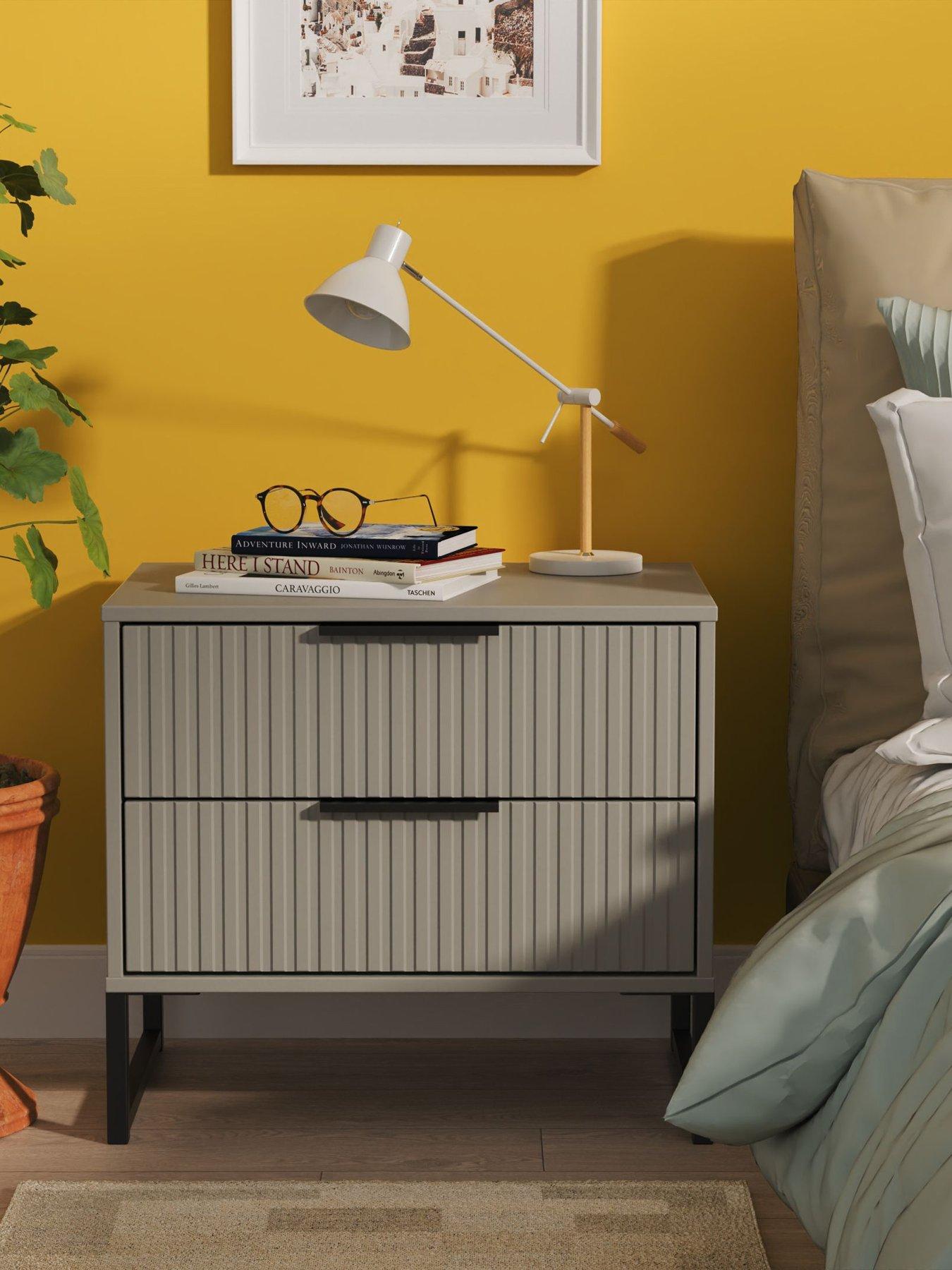 SWIFT Fara Ready Assembled 2 Drawer Wide Side Table