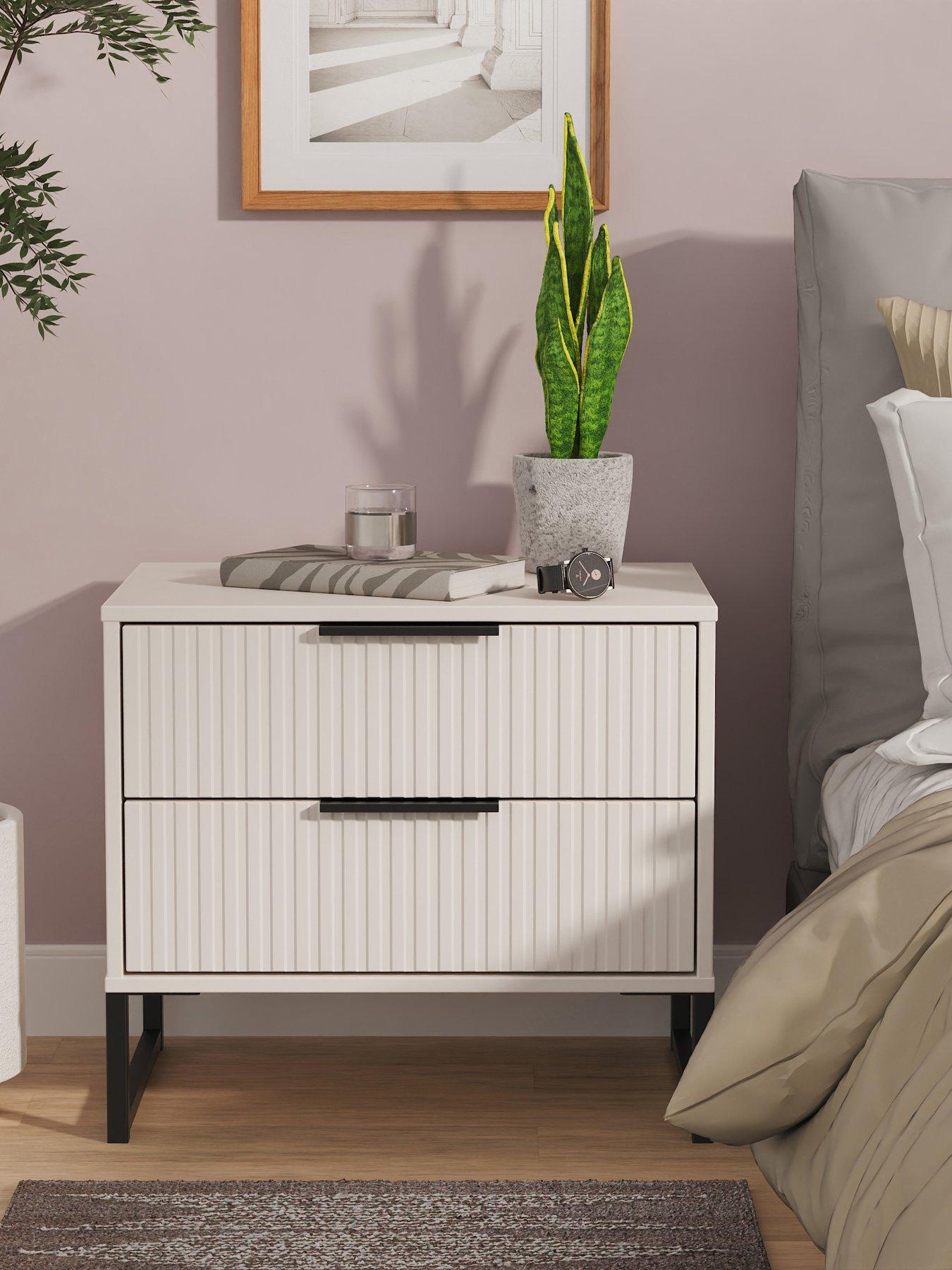 undefined Fara Ready Assembled 2 Drawer Wide Side Table