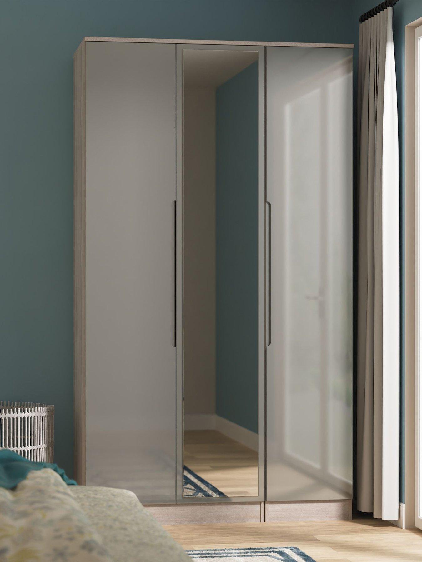 undefined Florence Tall Triple Wardrobe With Mirror