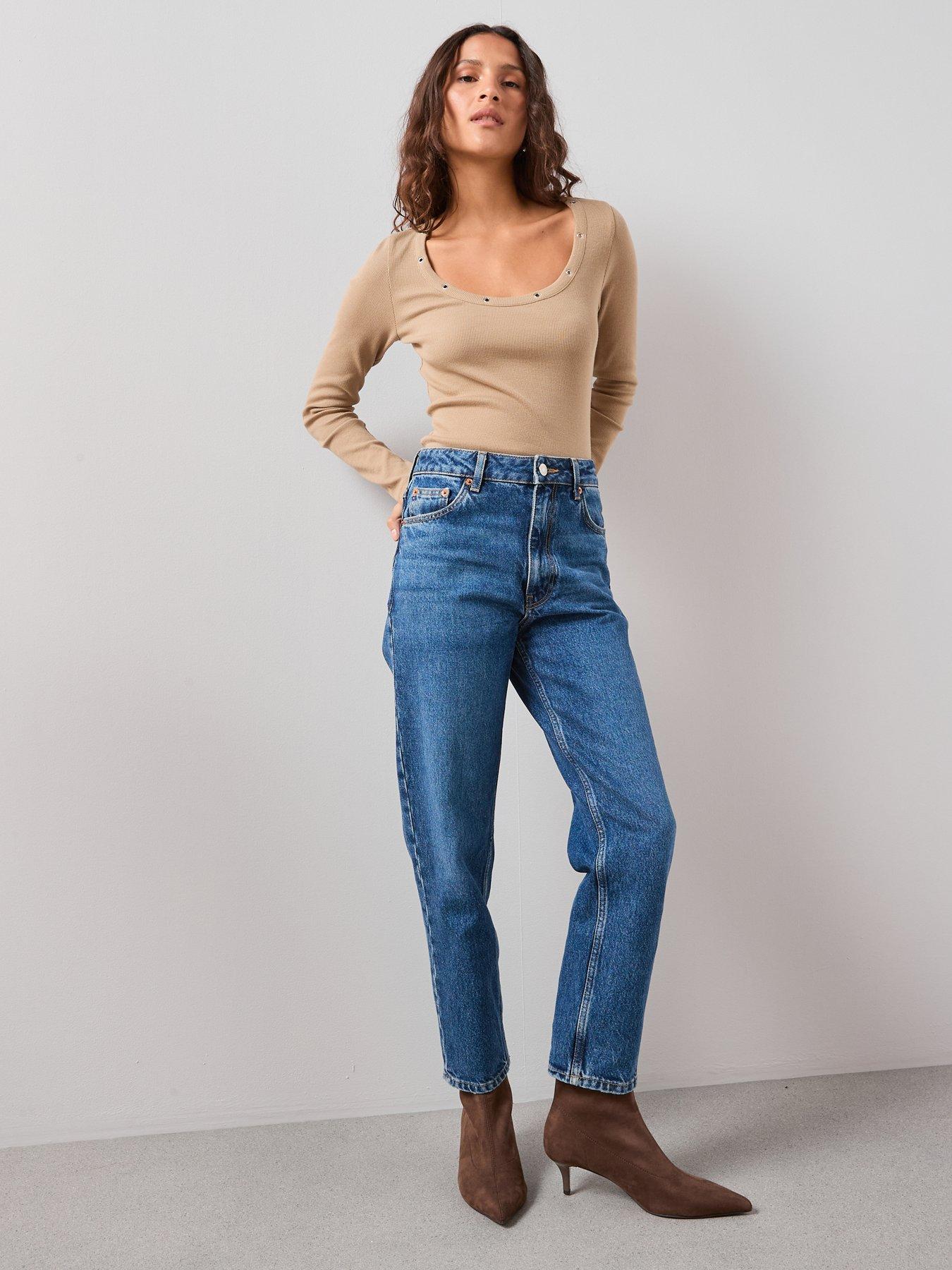  image of the-very-collection-eyelet-detail-rib-long-sleeve-top-taupe