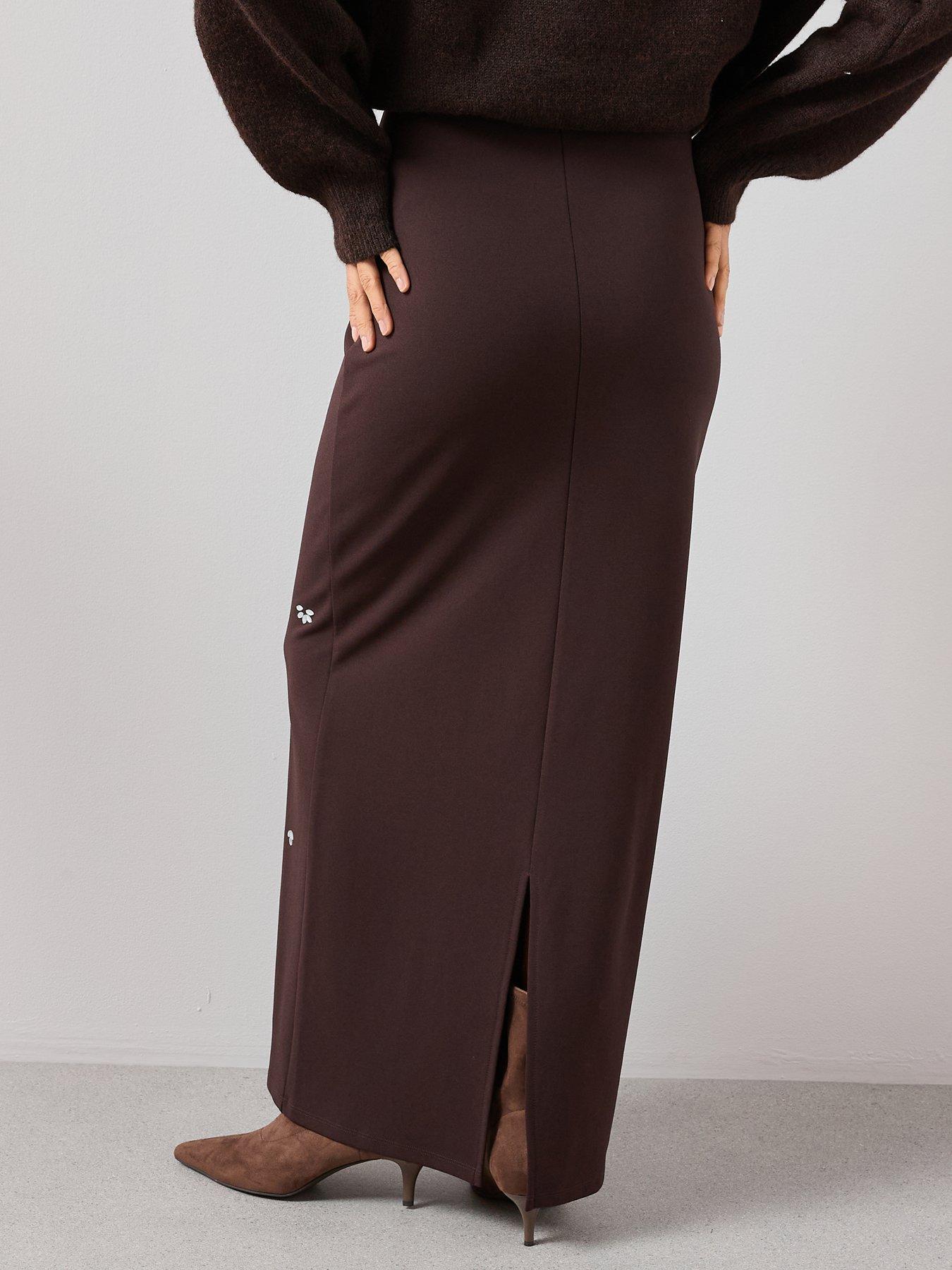  image of the-very-collection-embellished-maxi-skirt-co-ord-brown