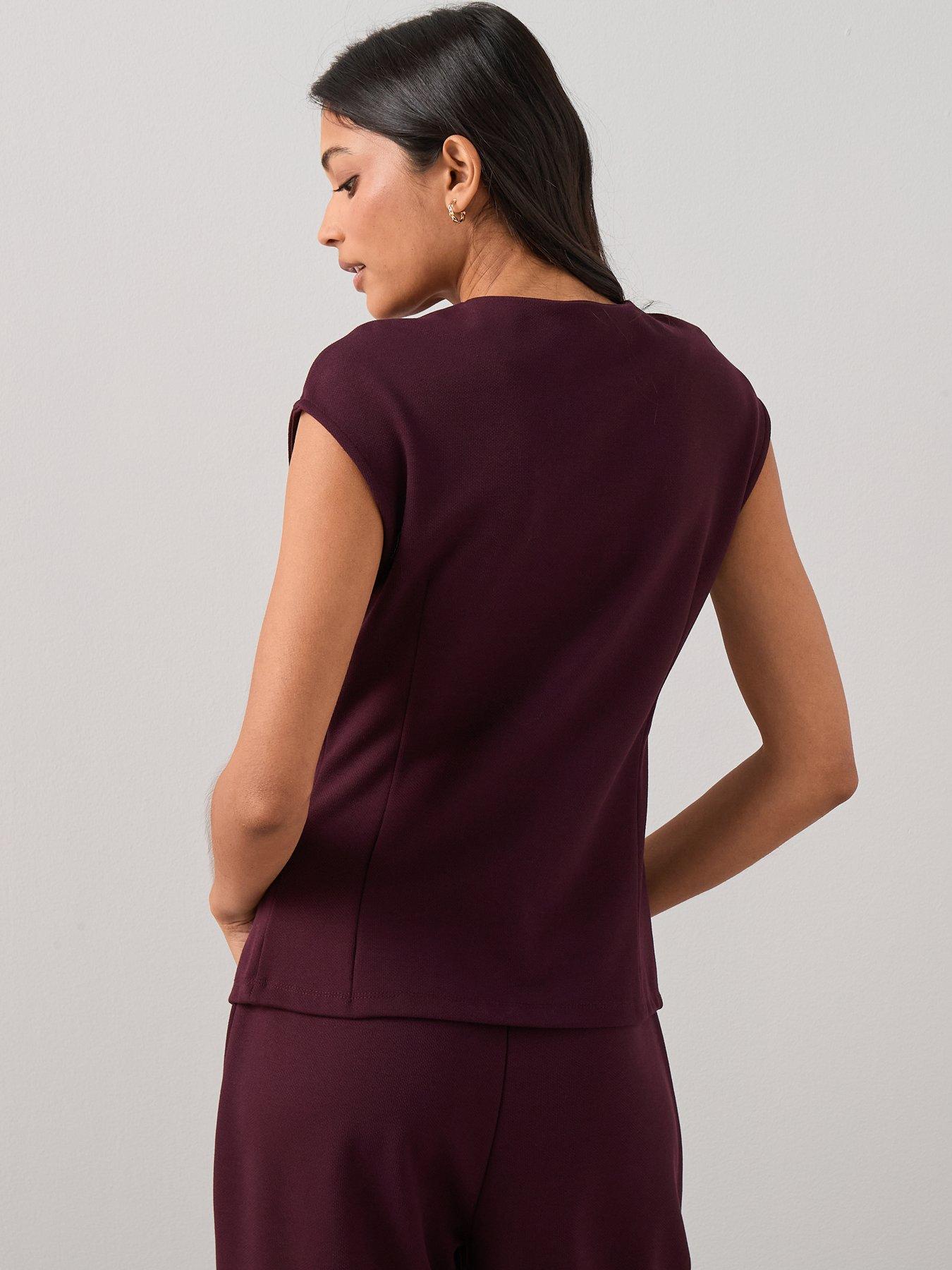 Image 2 of 7 of The Very Collection Button Through Short Sleeve Top Co-Ord - Red