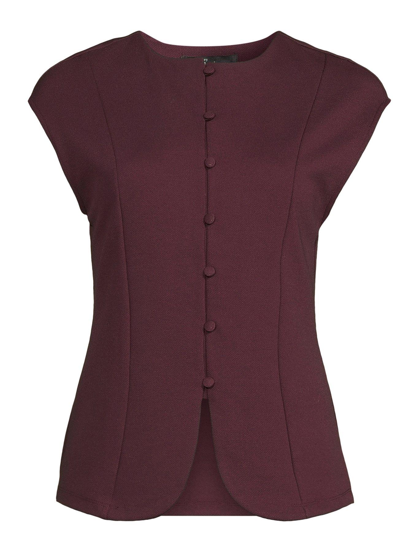 Image 7 of 7 of The Very Collection Button Through Short Sleeve Top Co-Ord - Red