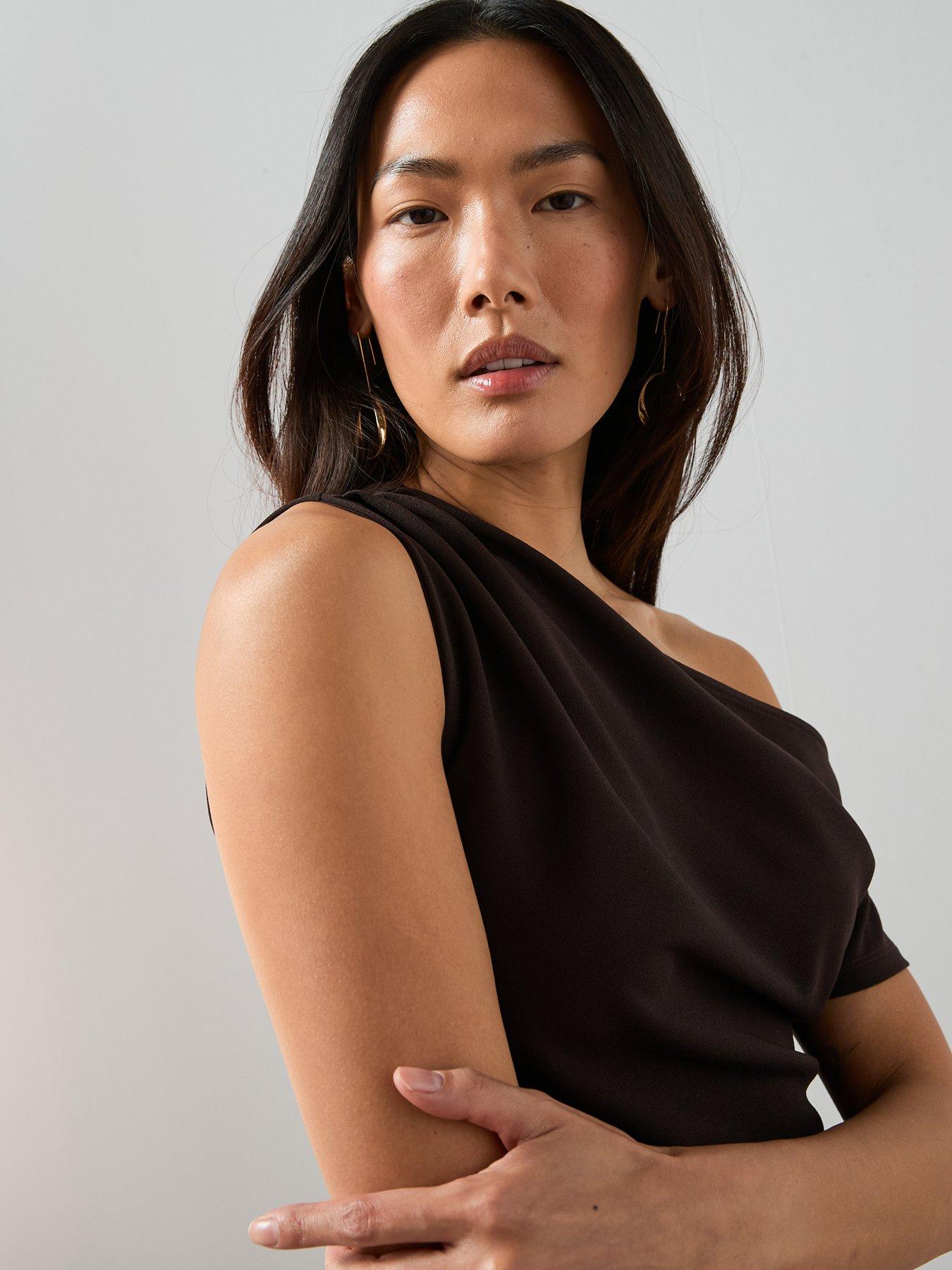 Image 5 of 7 of The Very Collection Off Shoulder Jumpsuit - Brown