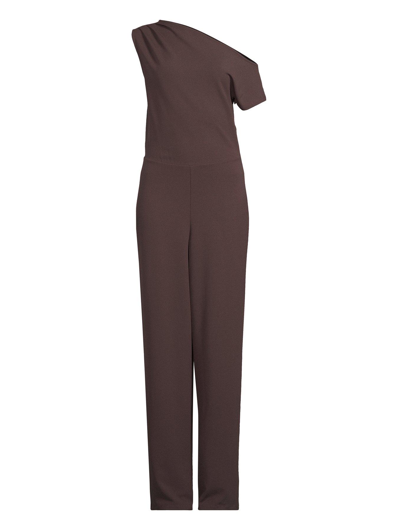 Image 7 of 7 of The Very Collection Off Shoulder Jumpsuit - Brown