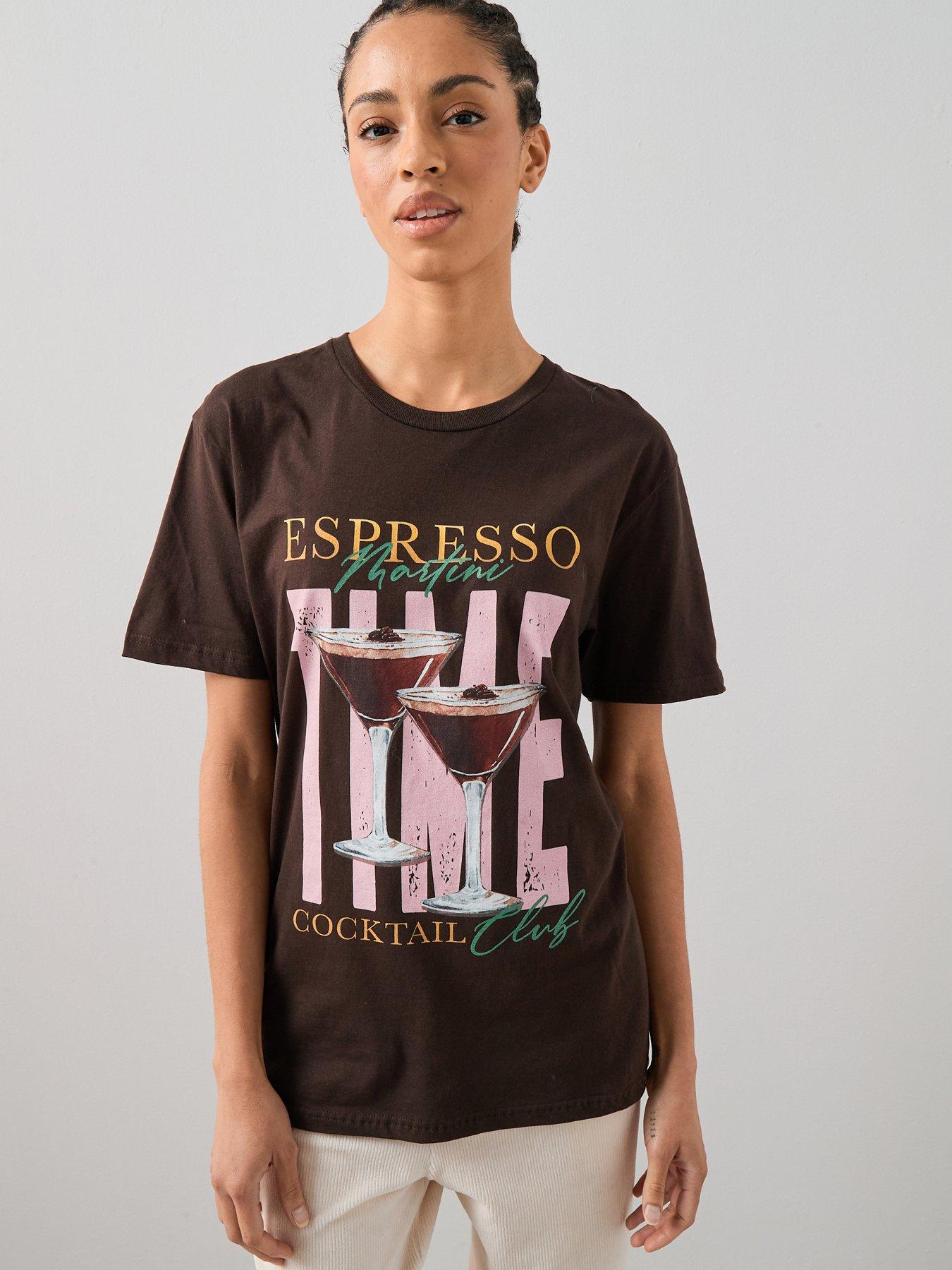 front image of the-very-collection-espresso-oversized-graphic-t-shirt-brown