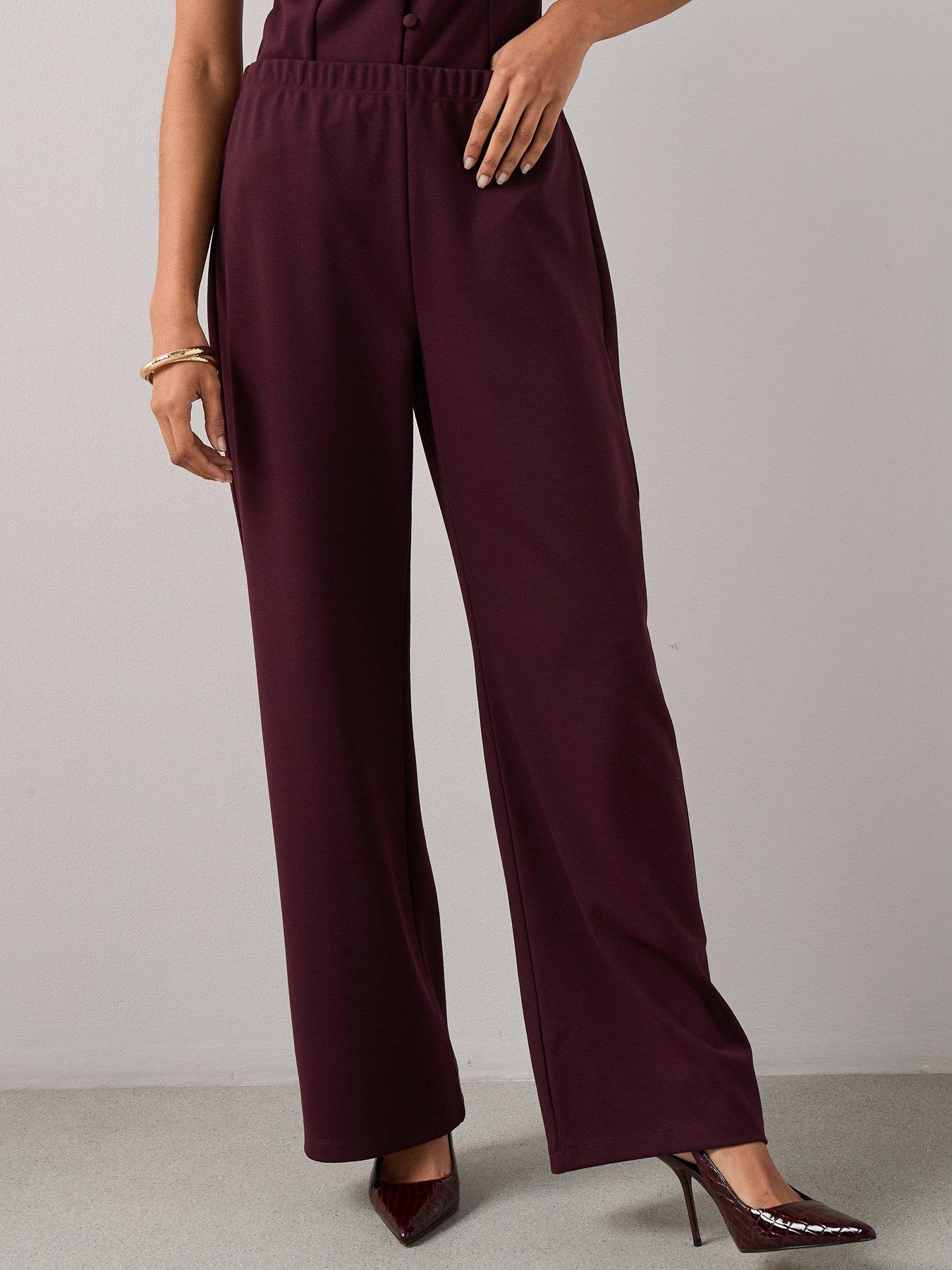 The Very Collection Wide Leg Trouser Co-Ord - Burgundy