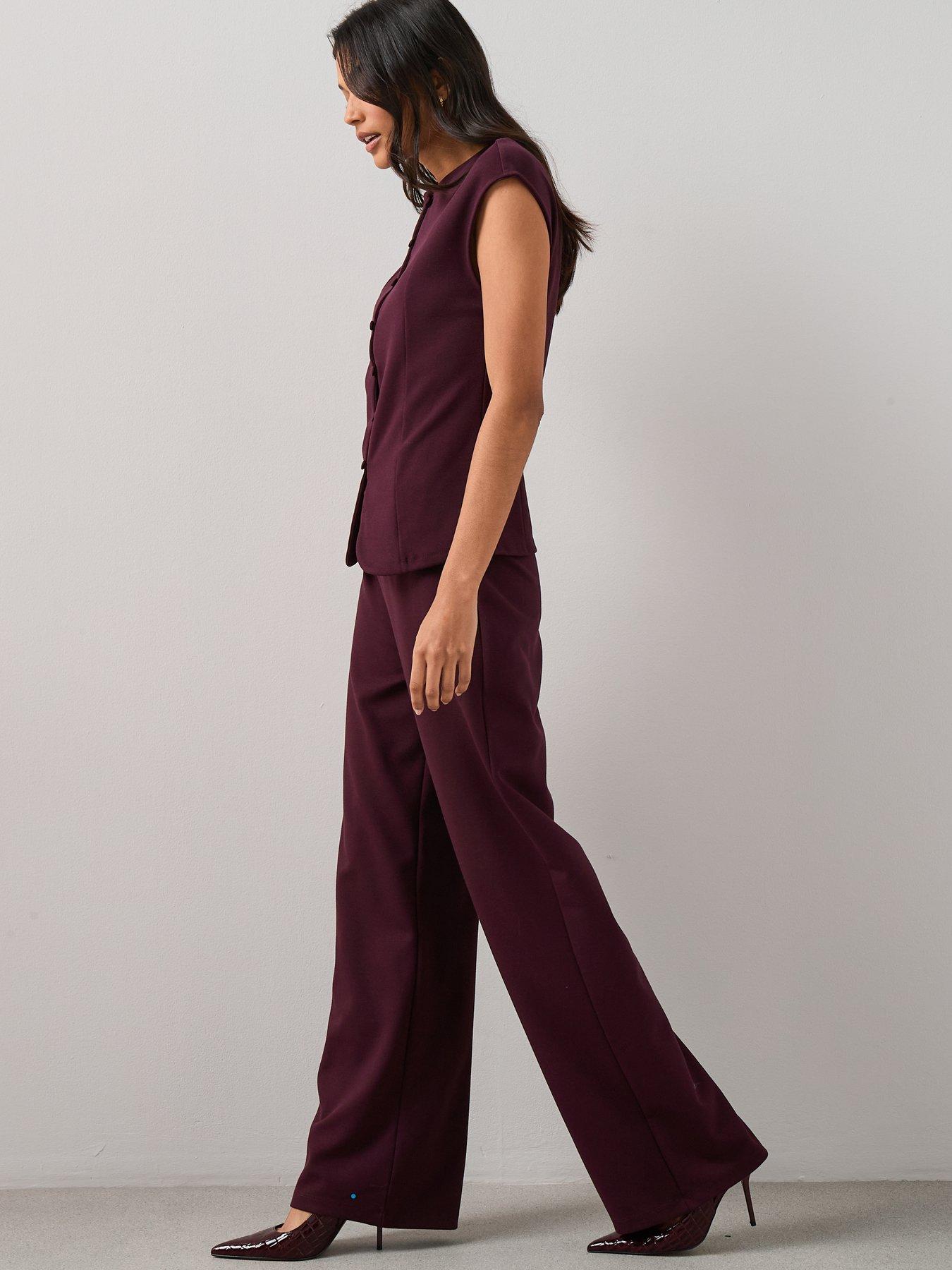 Image 3 of 6 of The Very Collection Wide Leg Trouser Co-Ord - Red