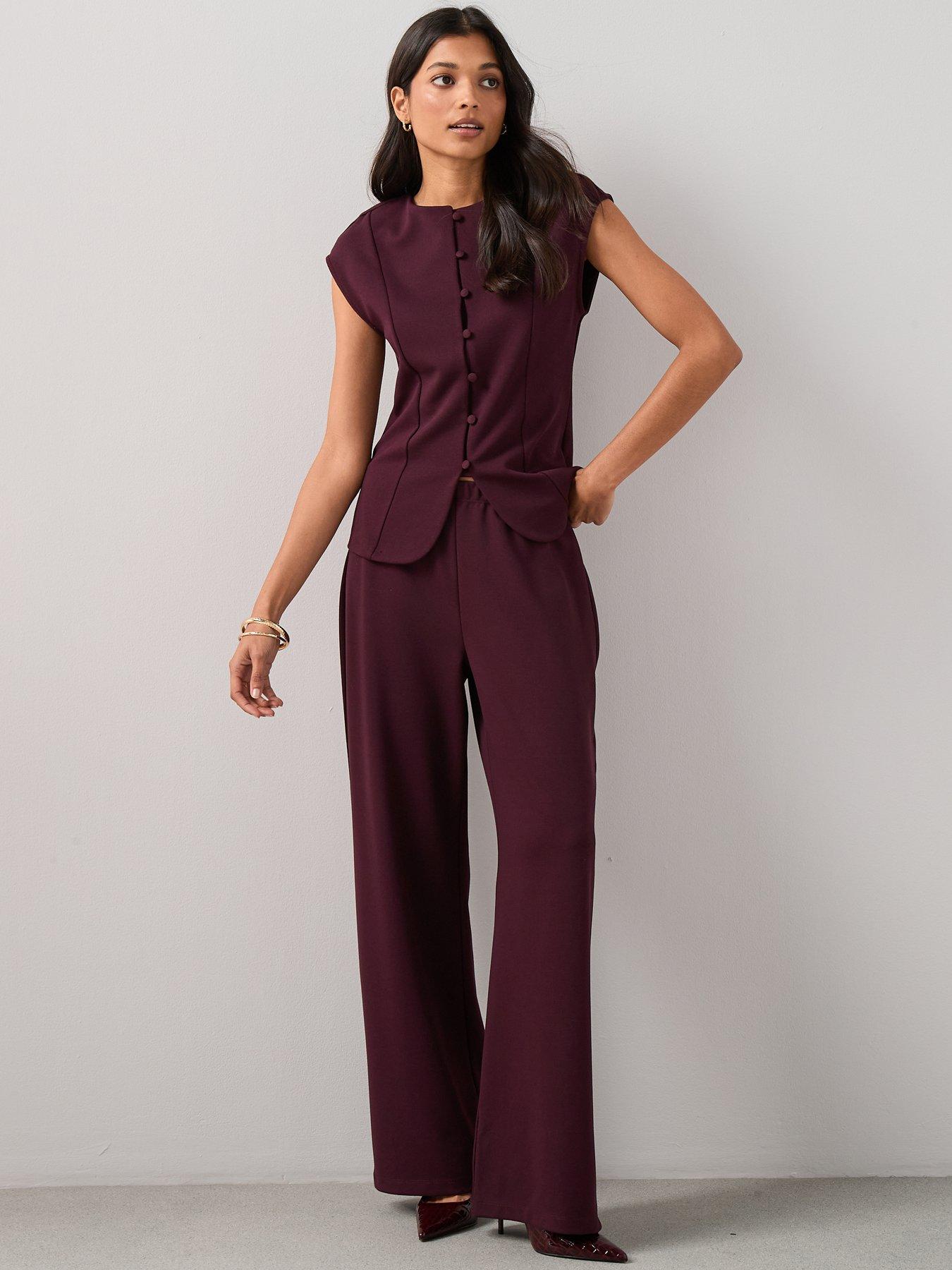 Image 6 of 6 of The Very Collection Wide Leg Trouser Co-Ord - Red