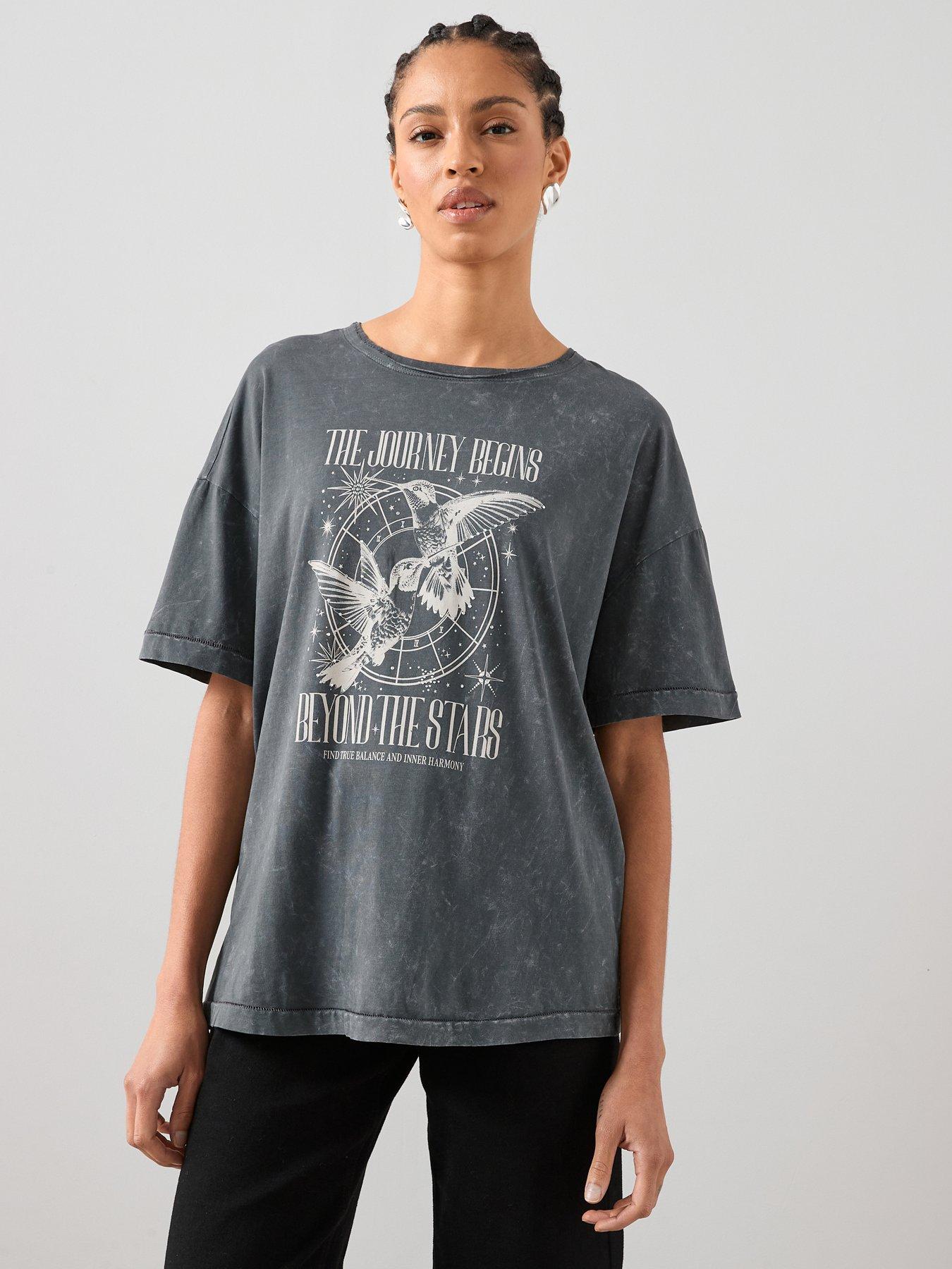 The Very Collection Graphic Washed Band T-Shirt - Grey