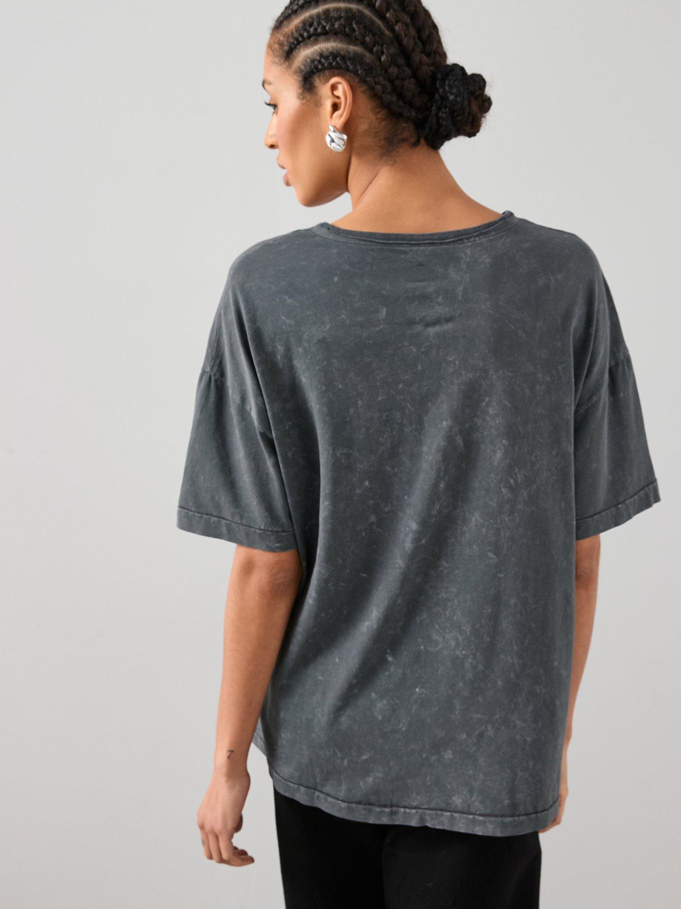  image of the-very-collection-graphic-washed-band-t-shirt-grey