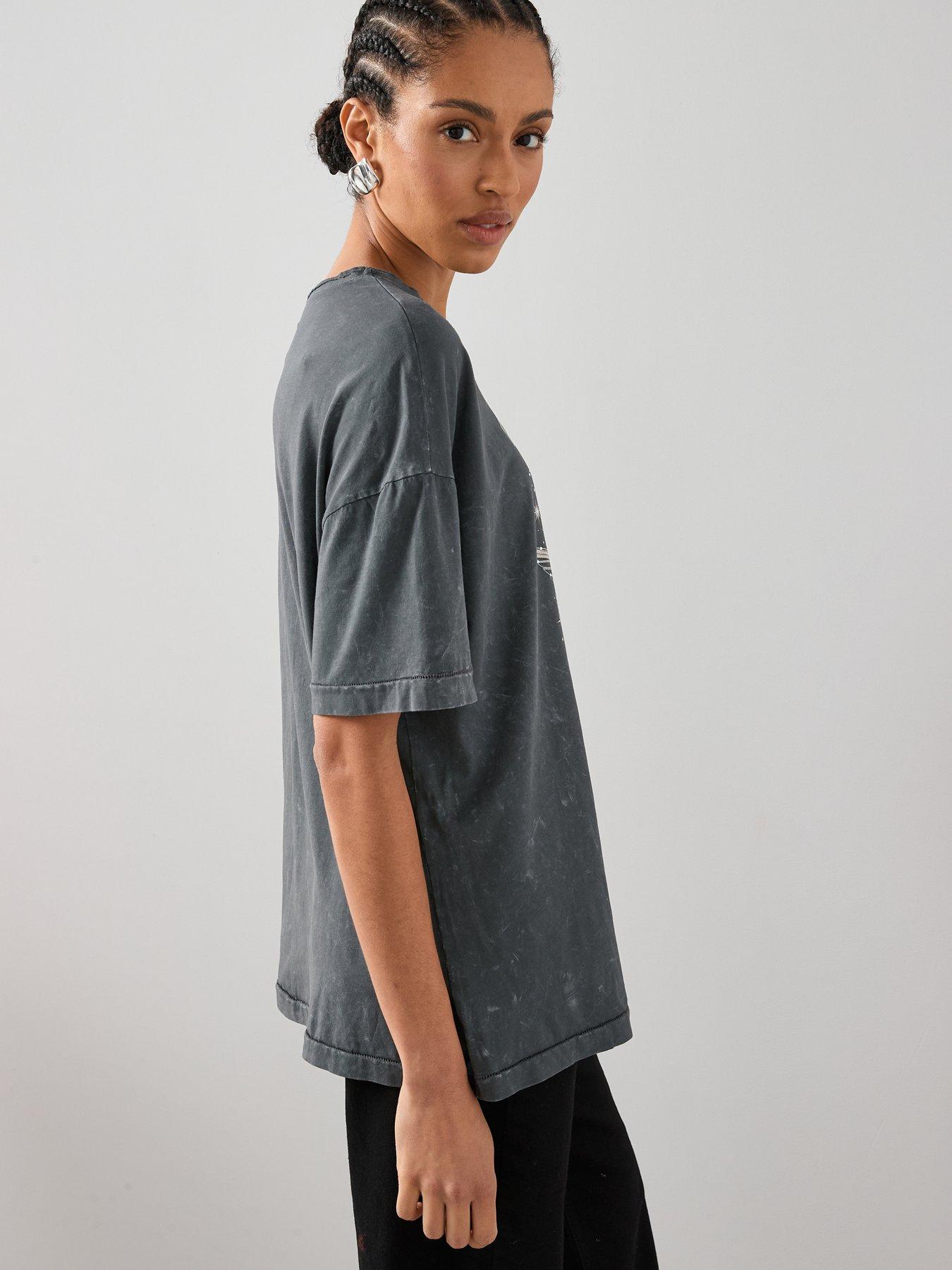  image of the-very-collection-graphic-washed-band-t-shirt-grey