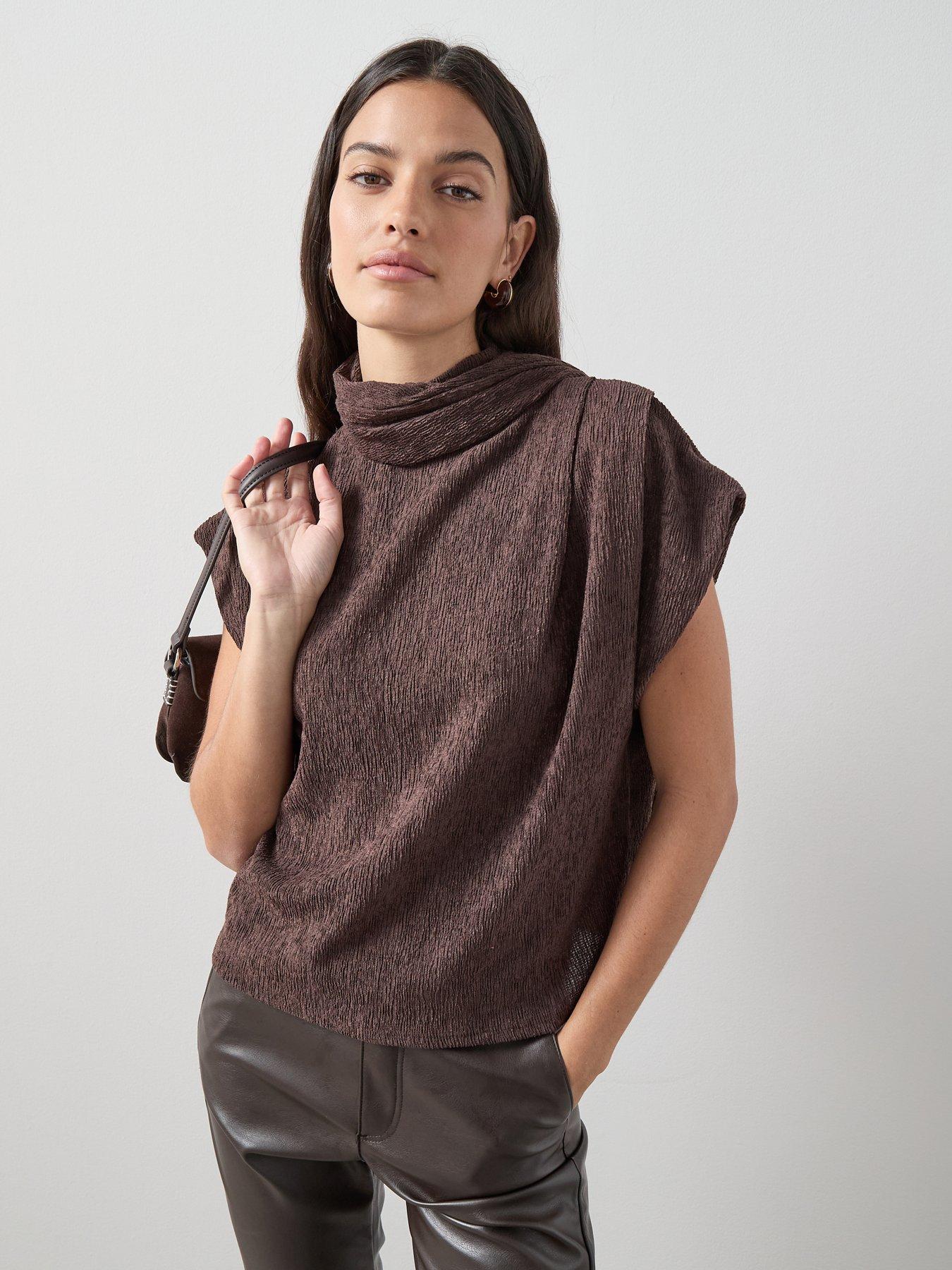 The Very Collection Scarf Detail Top - Brown