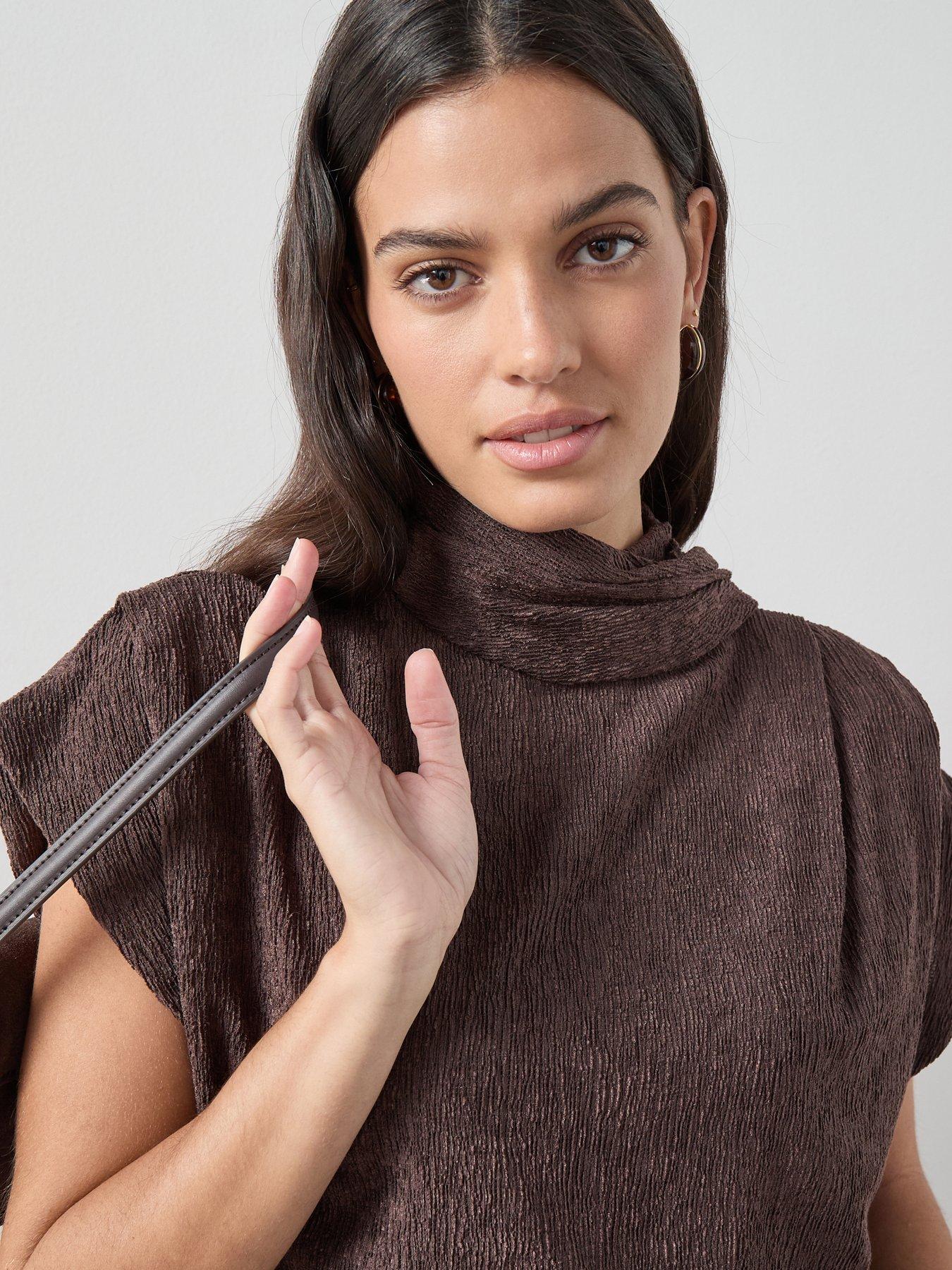 Image 4 of 7 of The Very Collection Scarf Detail Top - Brown
