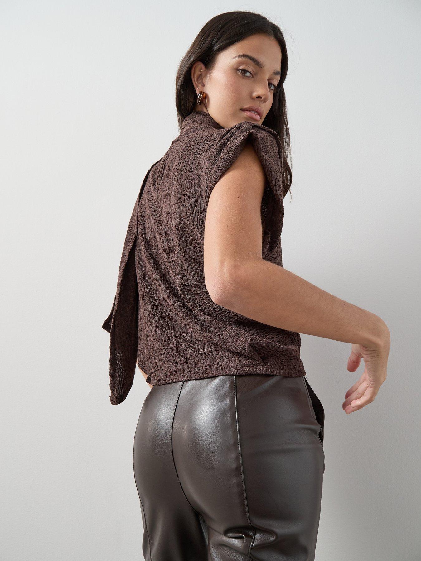 Image 5 of 7 of The Very Collection Scarf Detail Top - Brown