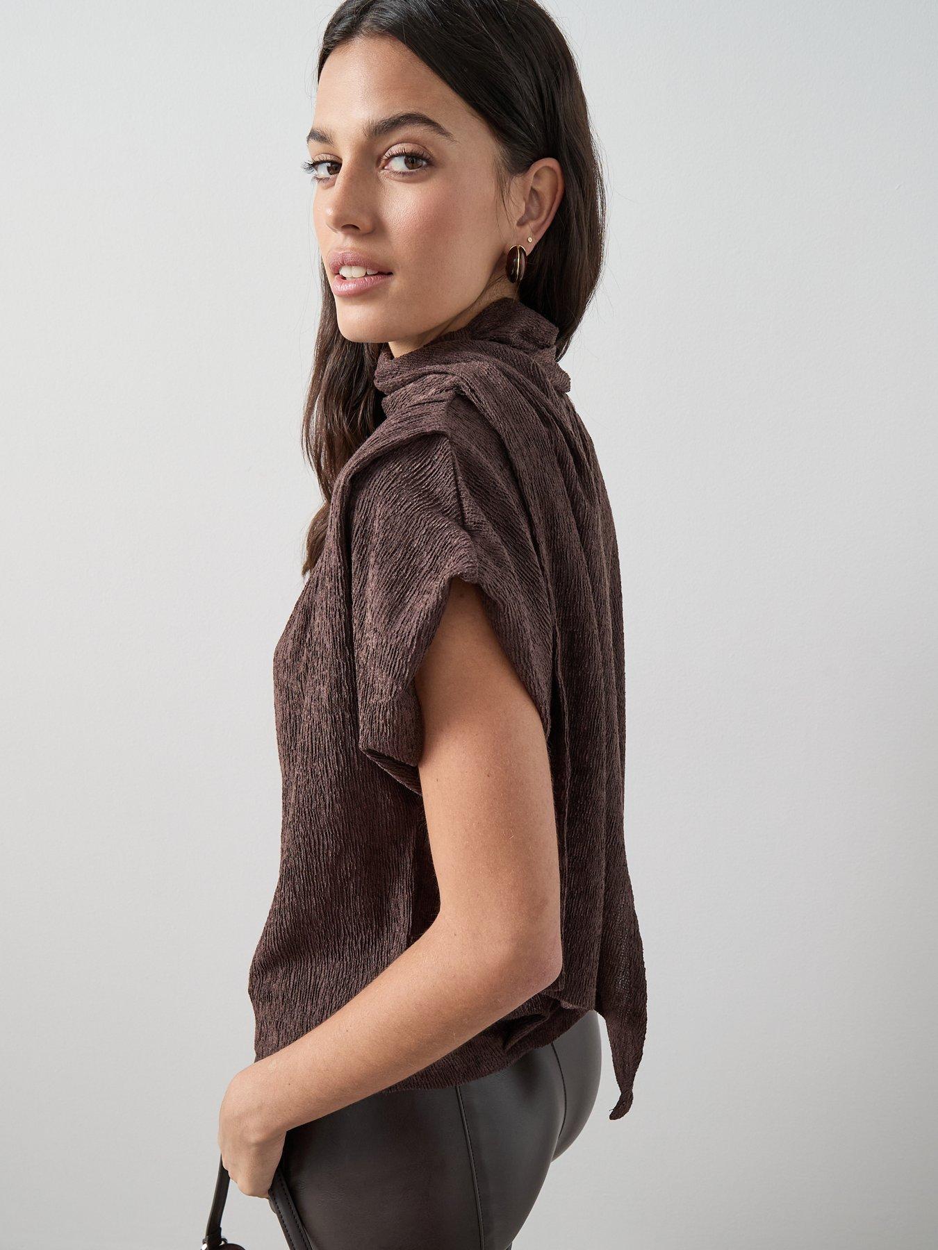 Image 6 of 7 of The Very Collection Scarf Detail Top - Brown