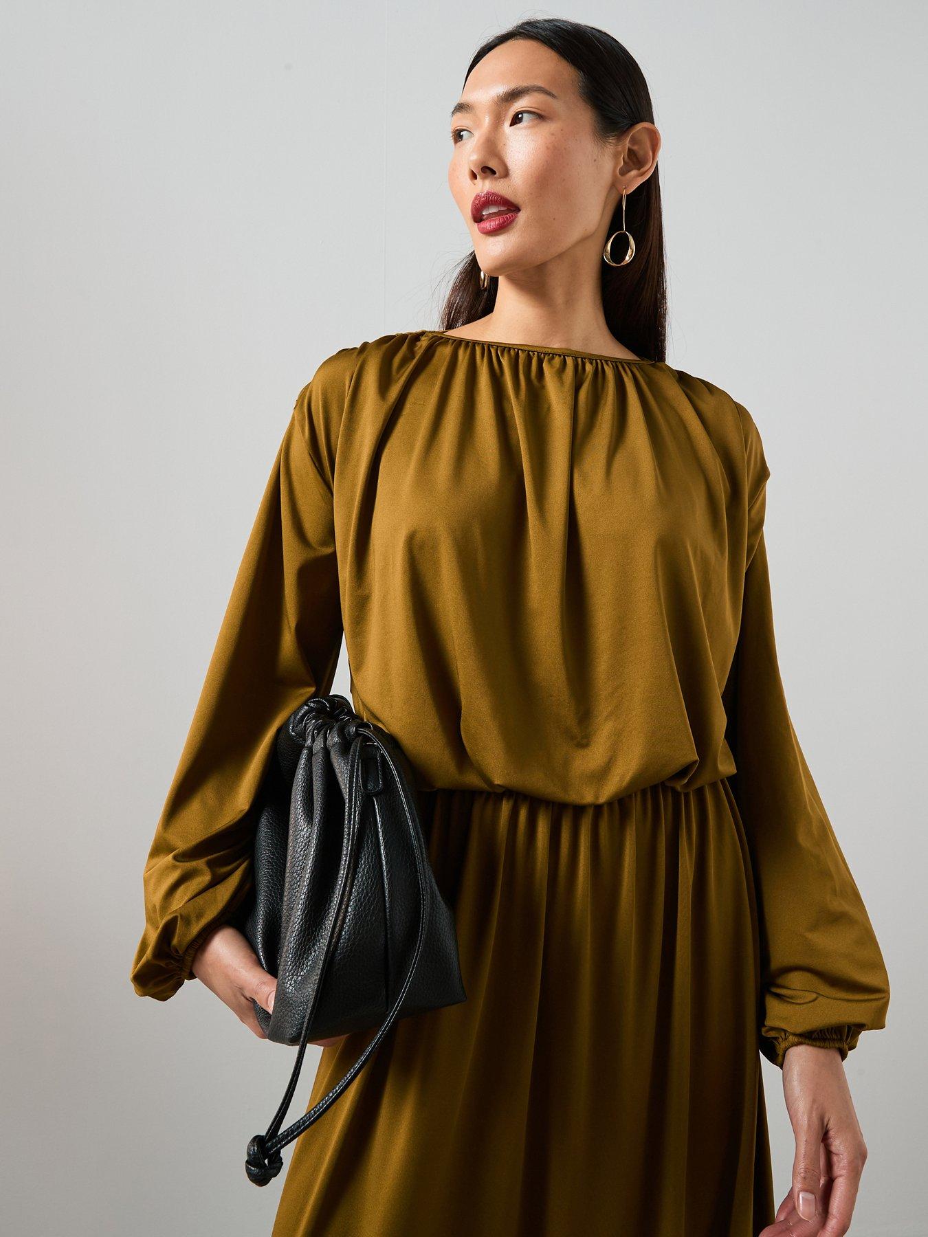The Very Collection Ruched Volume Sleeve Bubble Hem Top Co-ord - Green